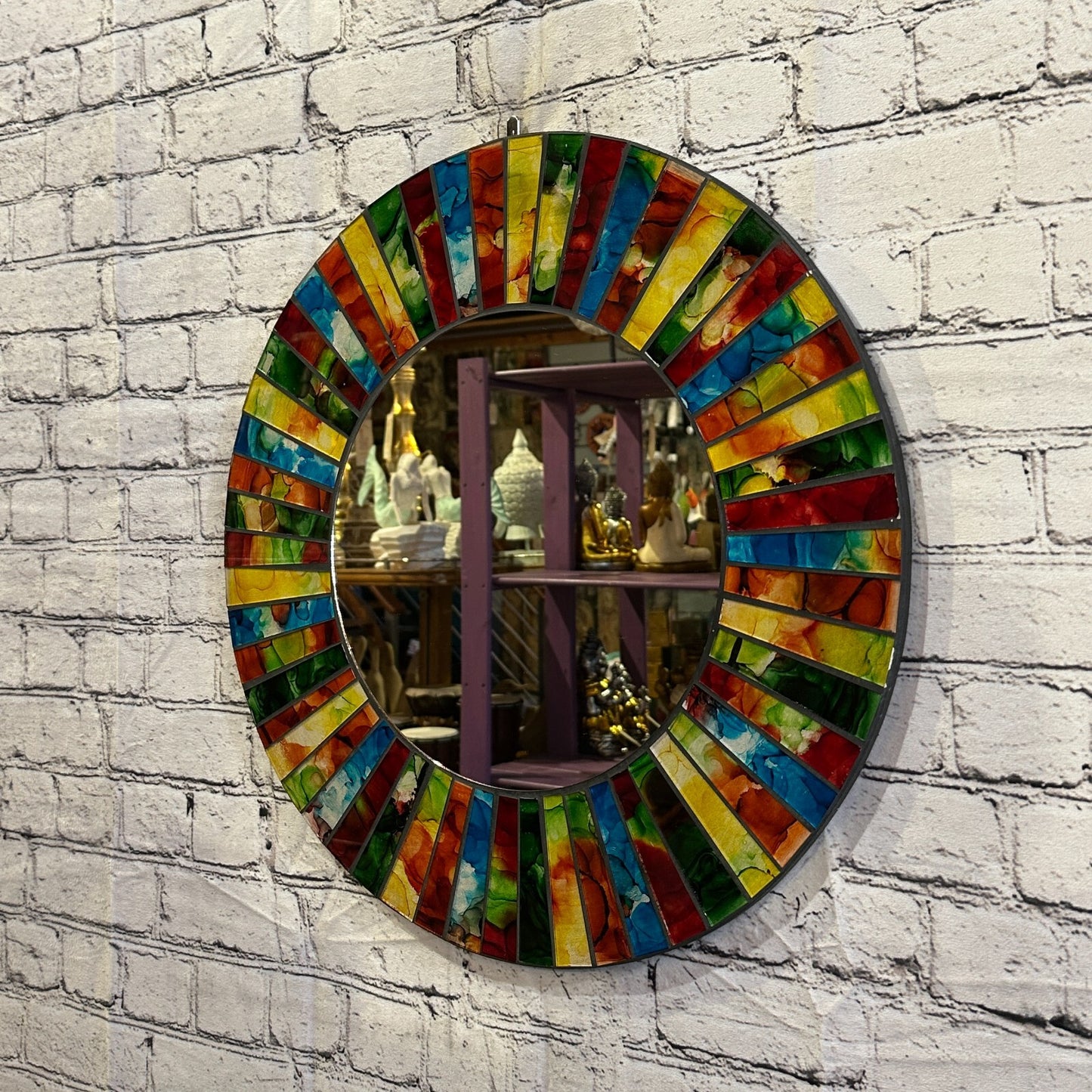 Rainbow Black Line Mosaic Tile Wall Mirror 50cm x 50cm 20 Inches Handmade New