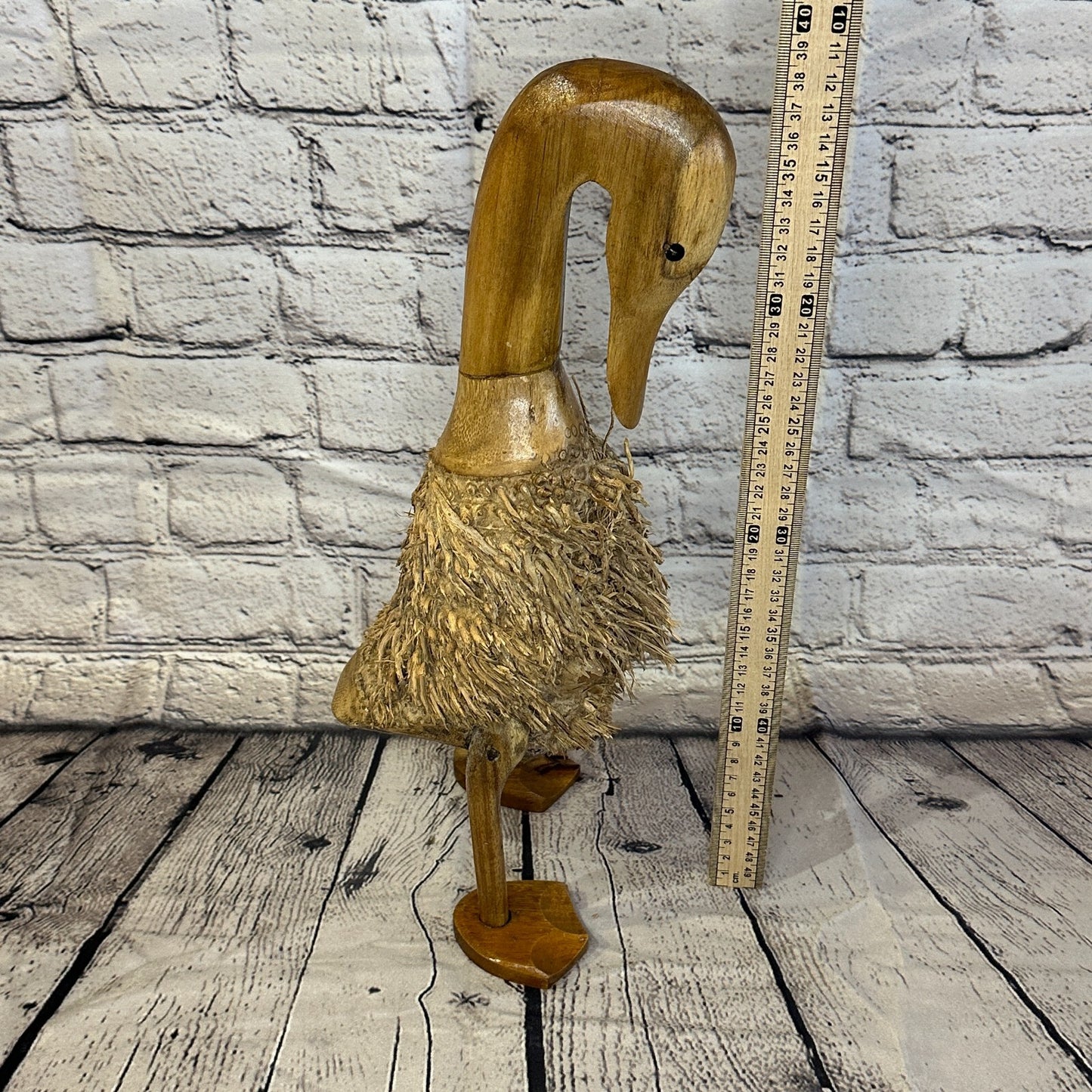 Swan Neck 40cm Tall Wooden Hairy Duckling Baby Duck Bamboo Root Fairtrade