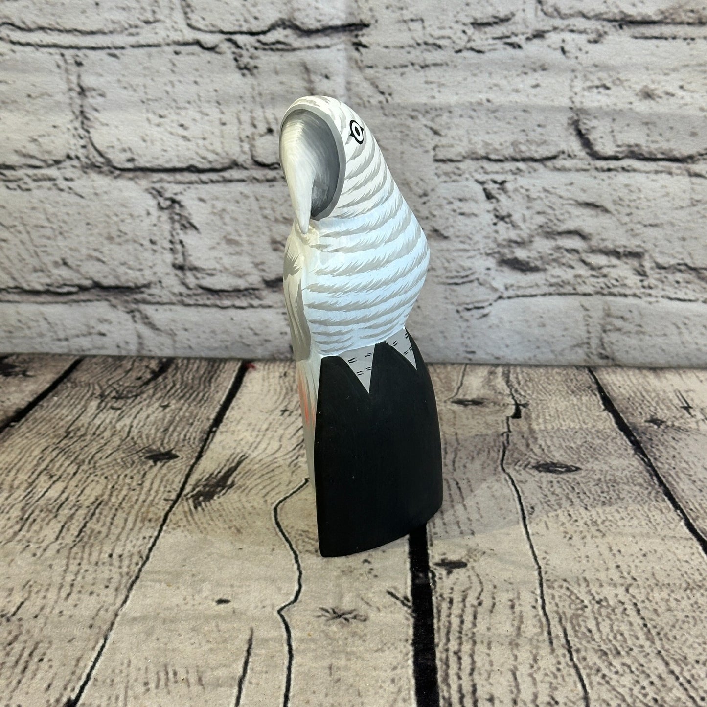15cm Grey Parrot Bird Ornament Statue Fair Trade Hand Made Carved Wood