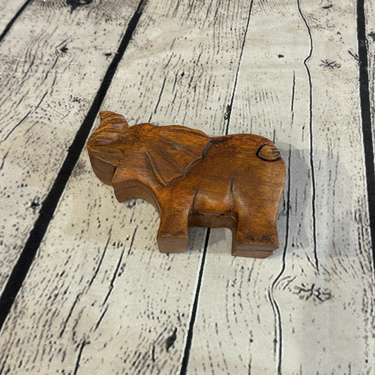 Carved Elephant 4 Bit Wooden Puzzle Box Secret Box Magic Trinket Handmade