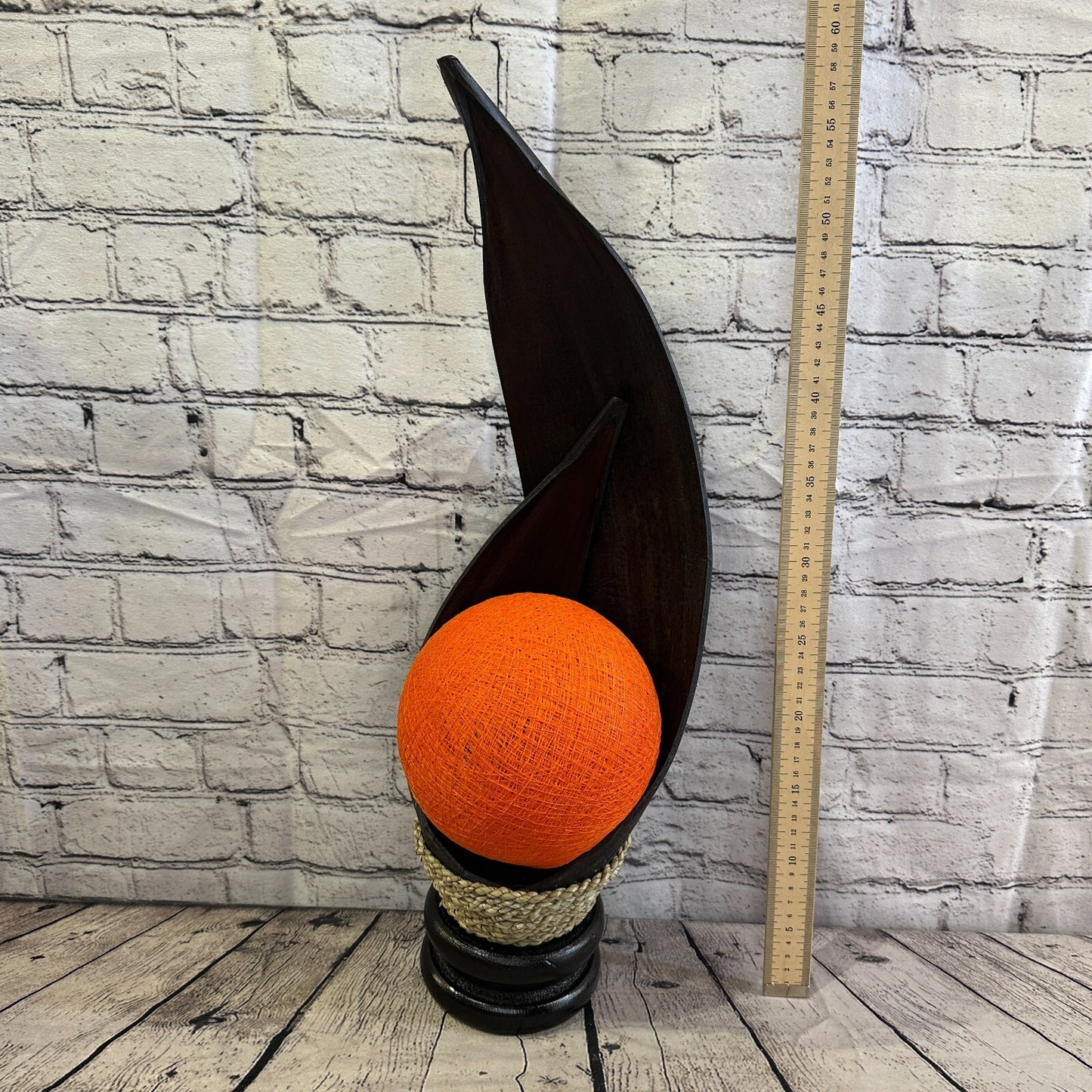 Orange Dark Brown Natural 60cm Tall Leaf Lamp Twist LED UK Mains Plug Design 4