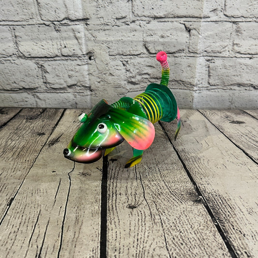20cm x 15cm Green Bight Colour Spring Dog Cartoon Ornament Painted Statue