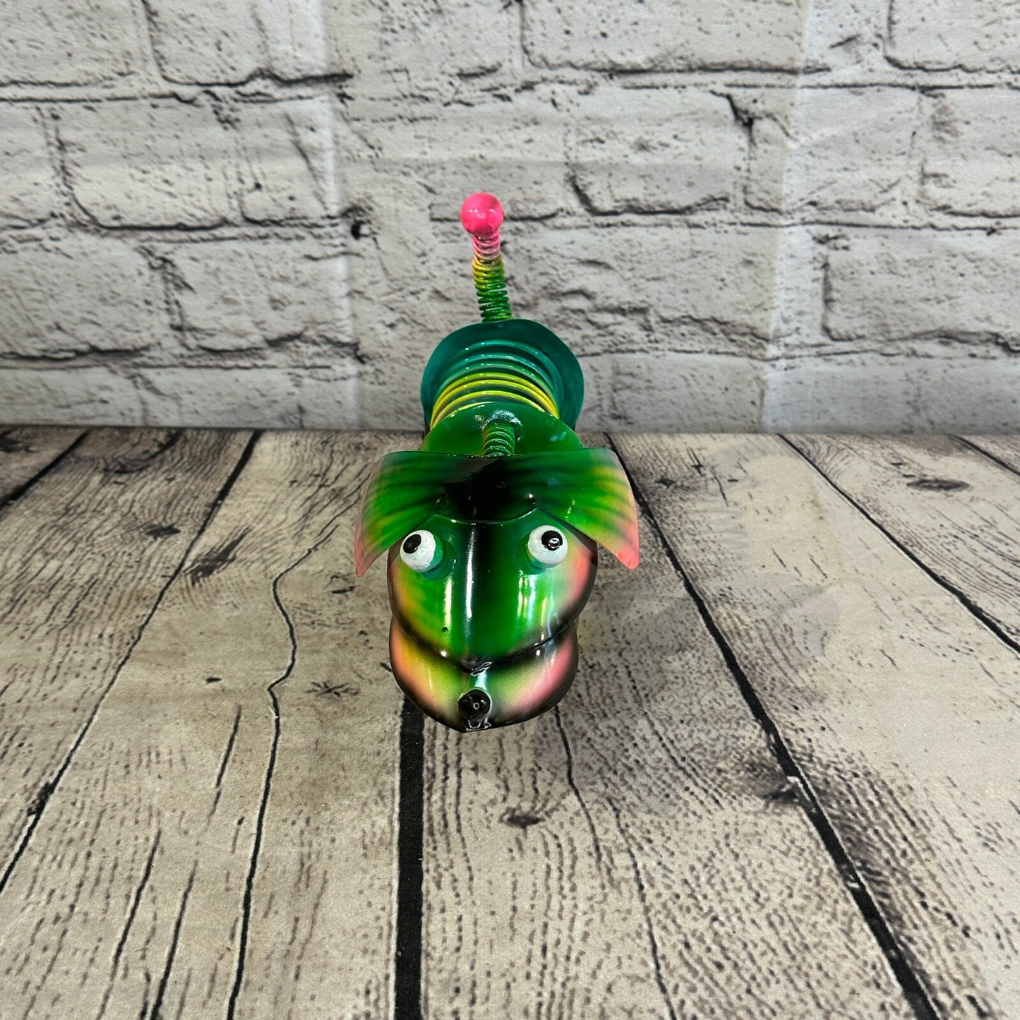 20cm x 15cm Green Bight Colour Spring Dog Cartoon Ornament Painted Statue