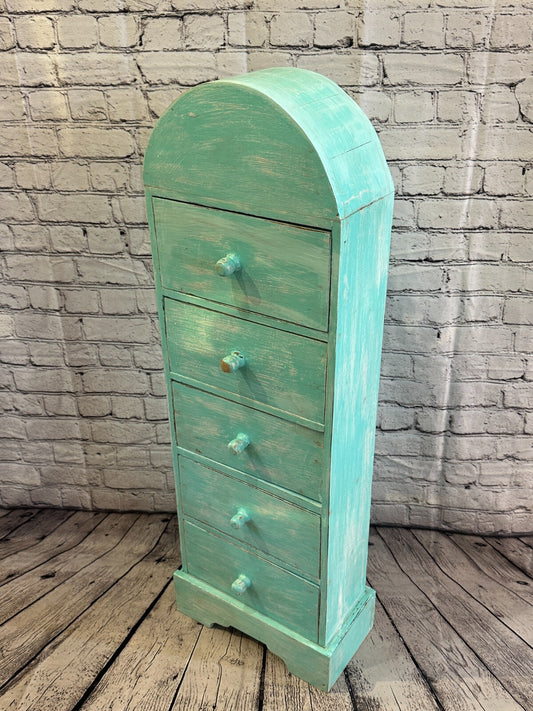 100cm x 30cm Green 5 Draw Wooden Side Cabinet Living Hallway Storage Furniture
