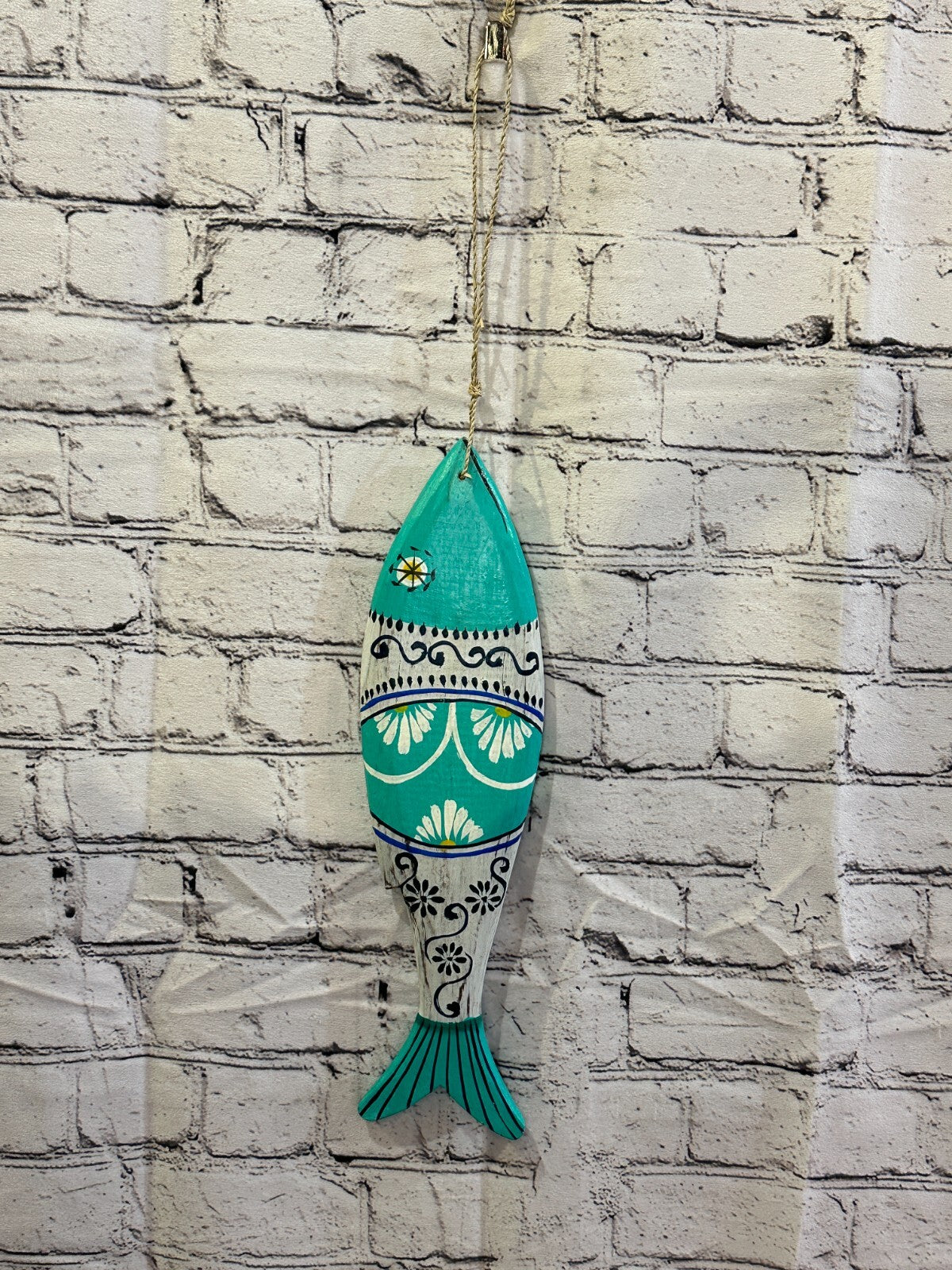 40cm Hanging Fish Hand Painted Fish Wooden Hanging Fish Coastal Decor Design 4