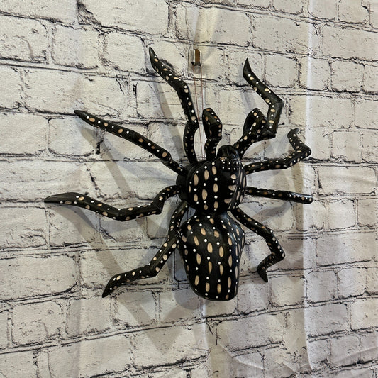 40cm x 35cm Wood Dark Spider Carving Hand Carved Walking Spider Tarantula Statue