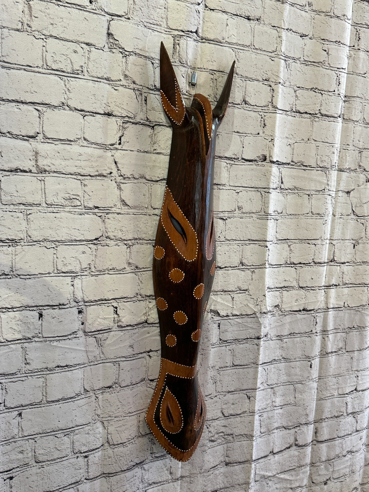 100cm Zebra Brown Hand Carved Fair Trade Wooden Animal Wall Art Wall Hang Mask