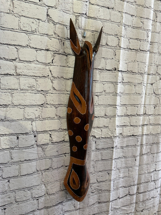 100cm Zebra Brown Hand Carved Fair Trade Wooden Animal Wall Art Wall Hang Mask