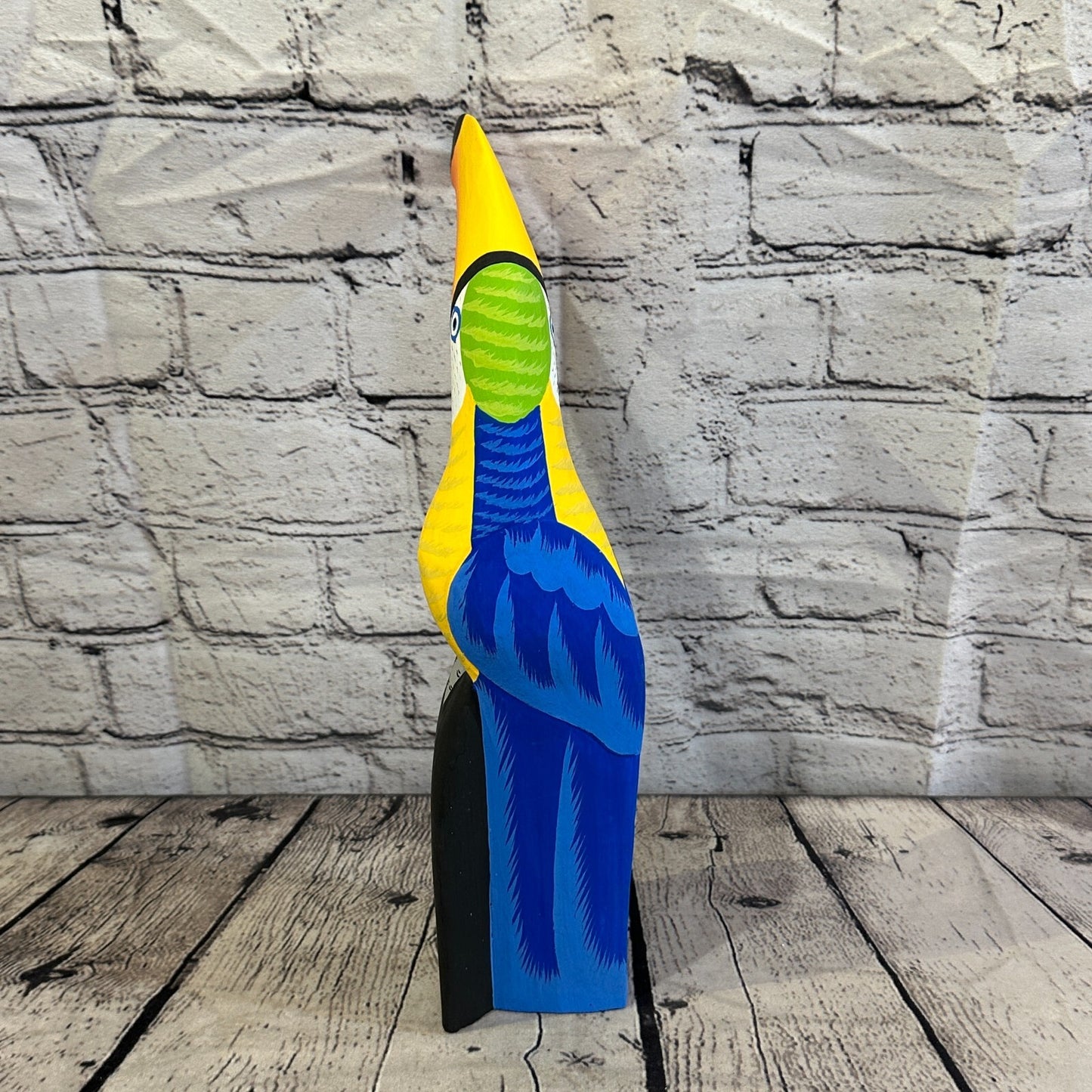 30cm Blue Toucan Bird Ornament Statue Fair Trade Hand Made Carved Wood