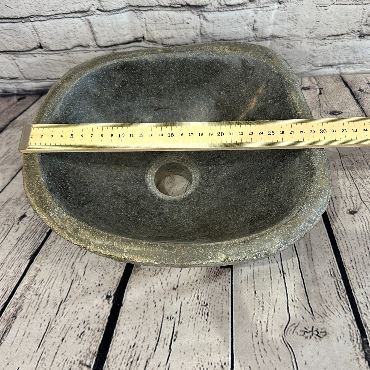 30cm x 27cm River Stone Sink Basin Bowl Natural for Bathroom Washroom Oval No 23