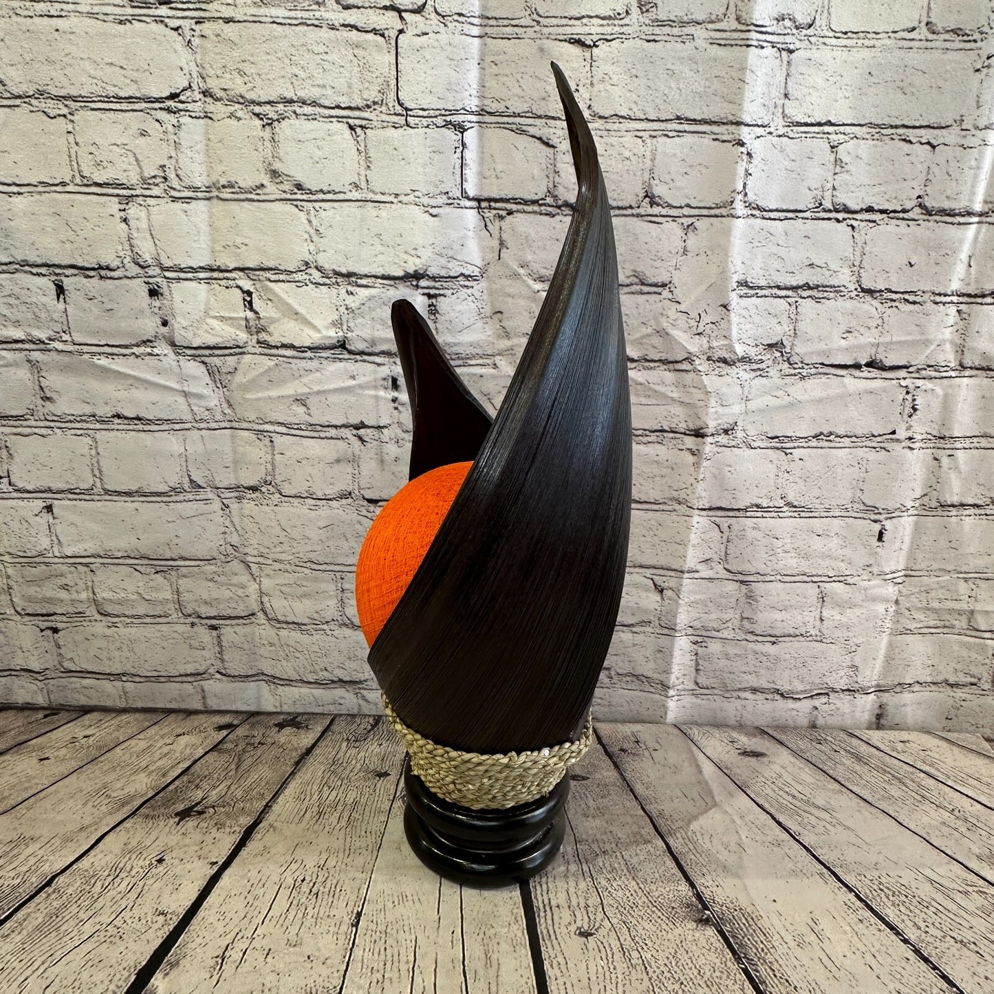 Orange Dark Brown Natural 55cm Tall Leaf Lamp Twist LED UK Mains Plug Design 2