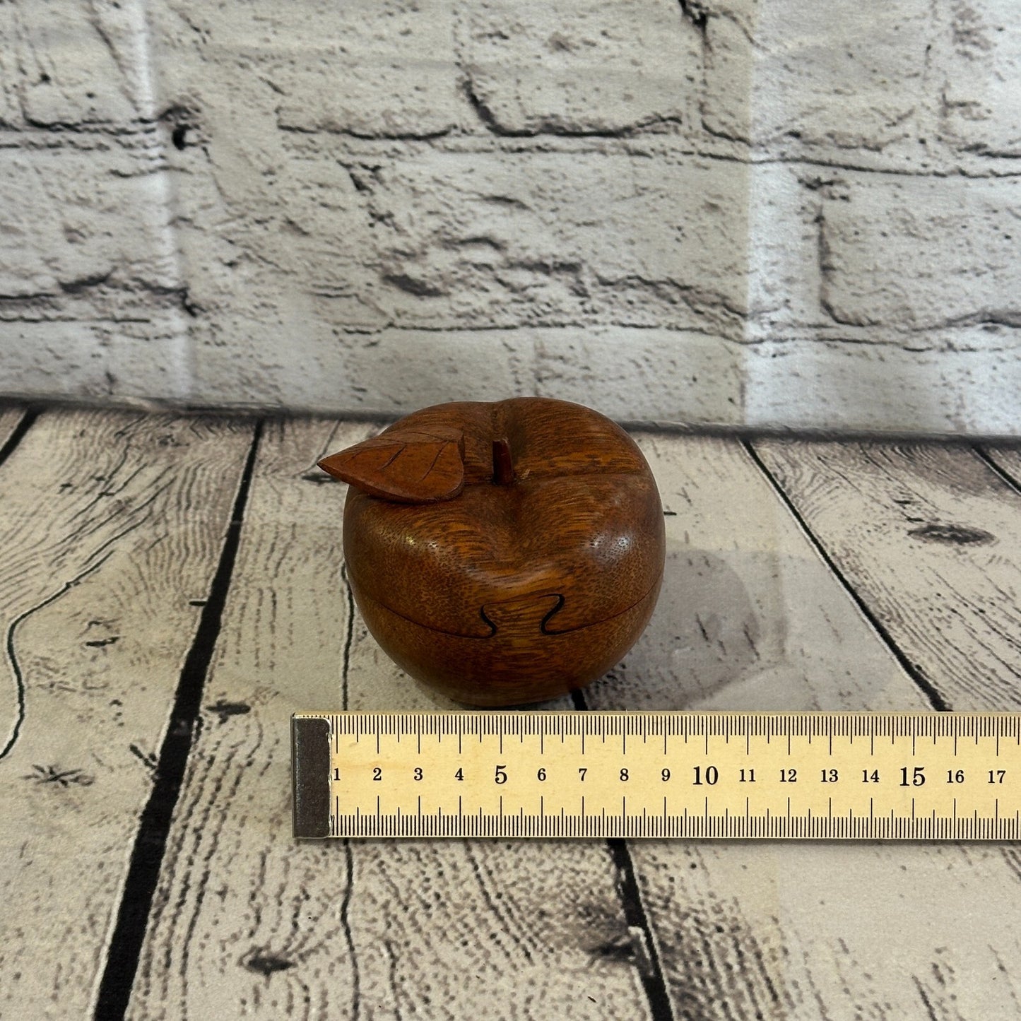 Carved Apple Stem Leaf 4 Bit Wooden Puzzle Box Secret Box Magic Trinket Handmade