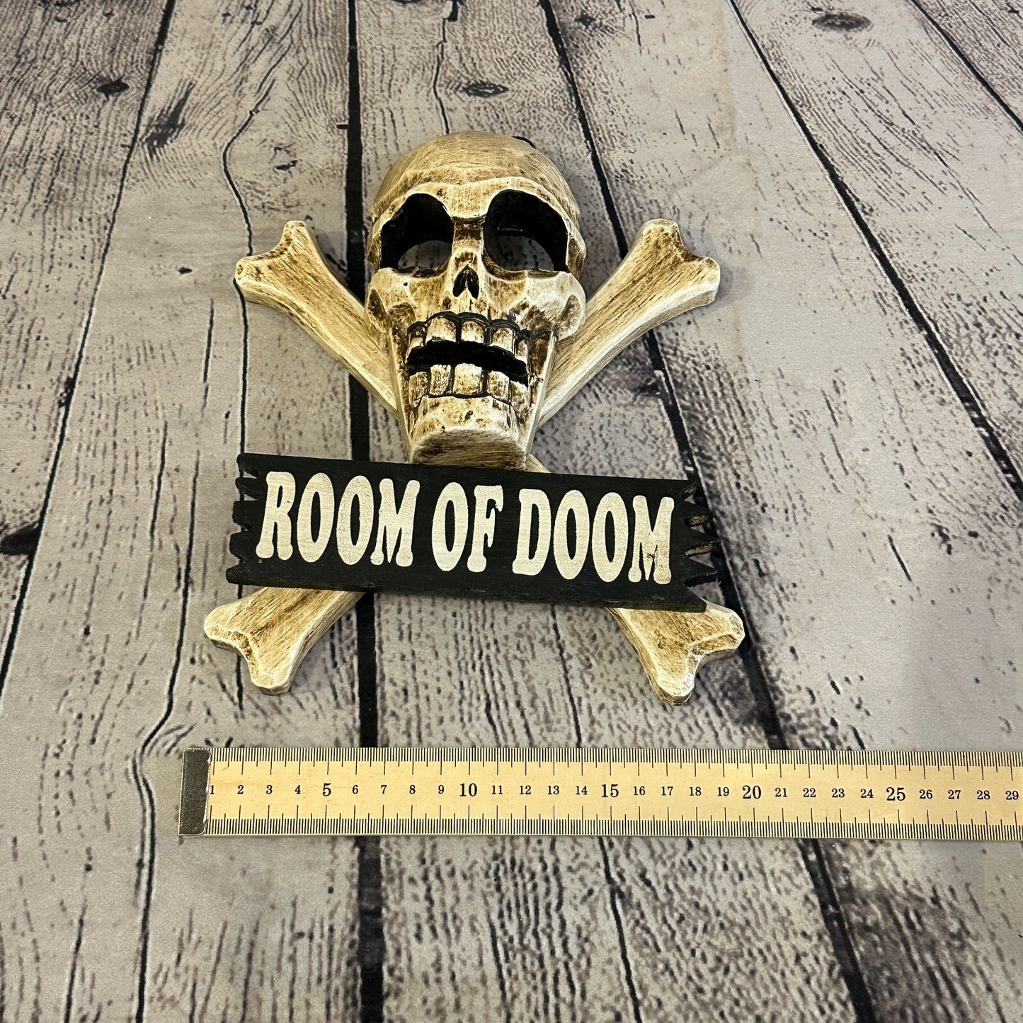 Skull & Crossbones Room Of Doom Pirate Sign Door Plaque 20cm x 20cm Handmade