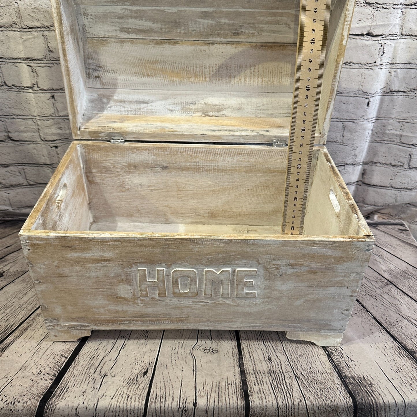 50cm x 35cm x 30cm White Home Wood Box Wooden Chest Storage Craft Handles Lid
