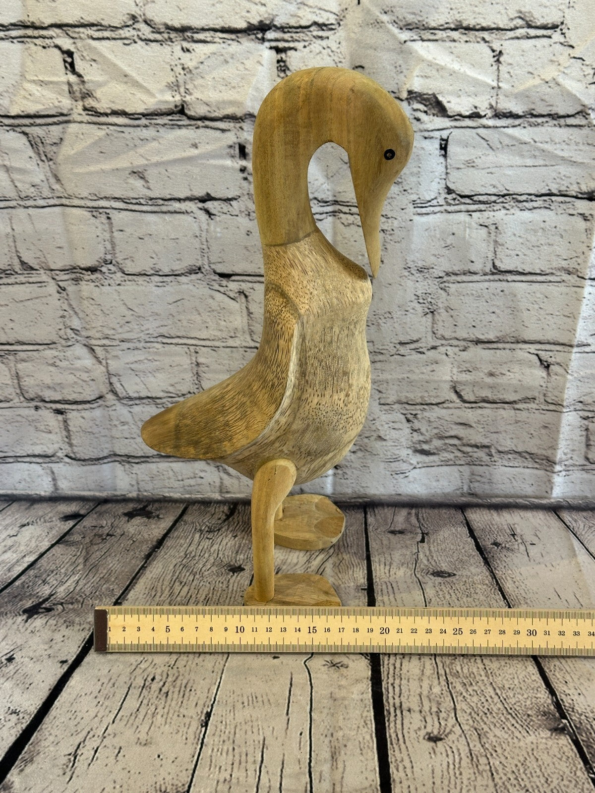 Swan Neck 40cm Tall Wooden Hairy Duckling Baby Duck Bamboo Root Fairtrade