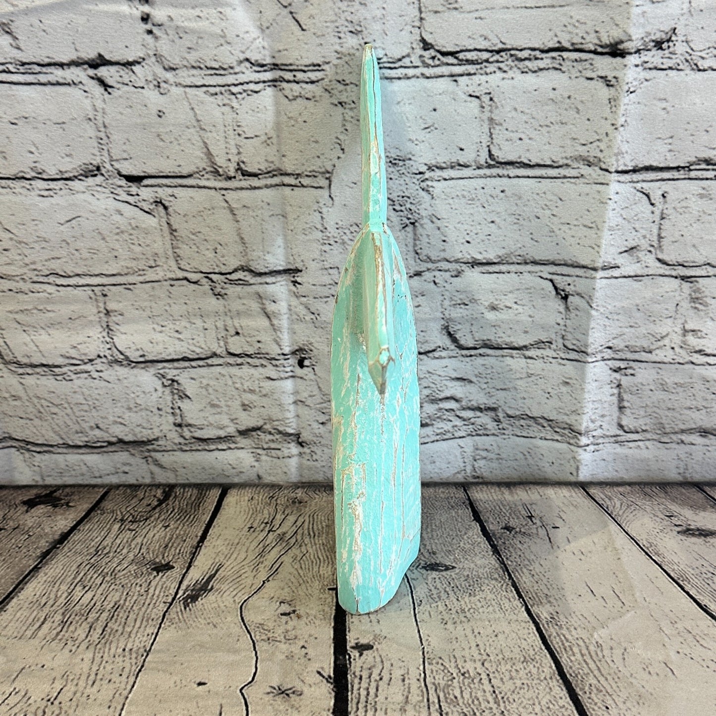 25cm x 22cm Whale Tail Green Fish Wood Coastal Ocean Bathroom Decoration
