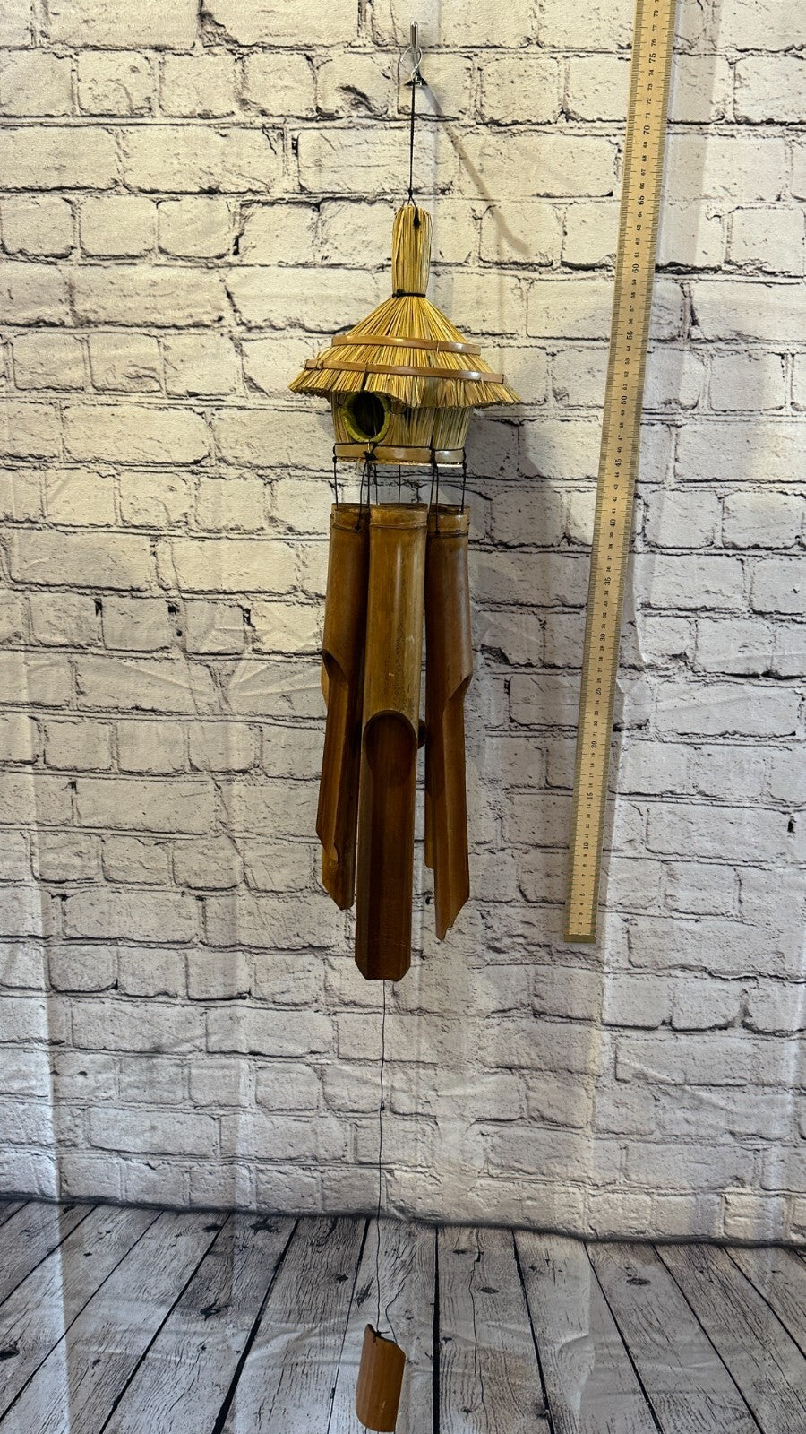 Bird House With Chimes Bamboo Windchime 60cm Garden Gift Summer Handmade Chimes