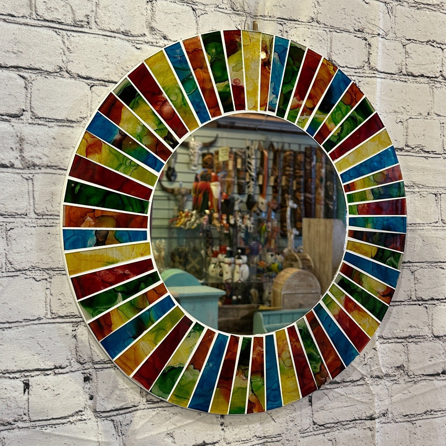 Rainbow White Line Mosaic Tile Wall Mirror 50cm x 50cm 20 Inches Handmade New