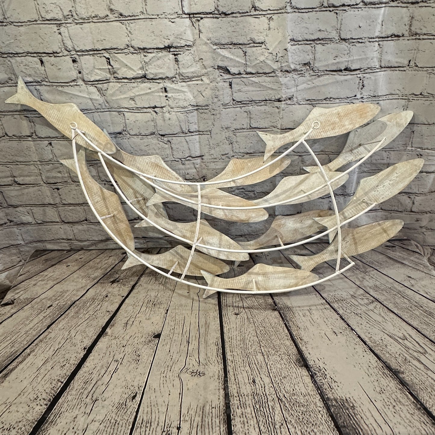 80cm Blue Brown Shoal Of Fish On Wood   Fish Decoration Fish Shoal Sprats Fish
