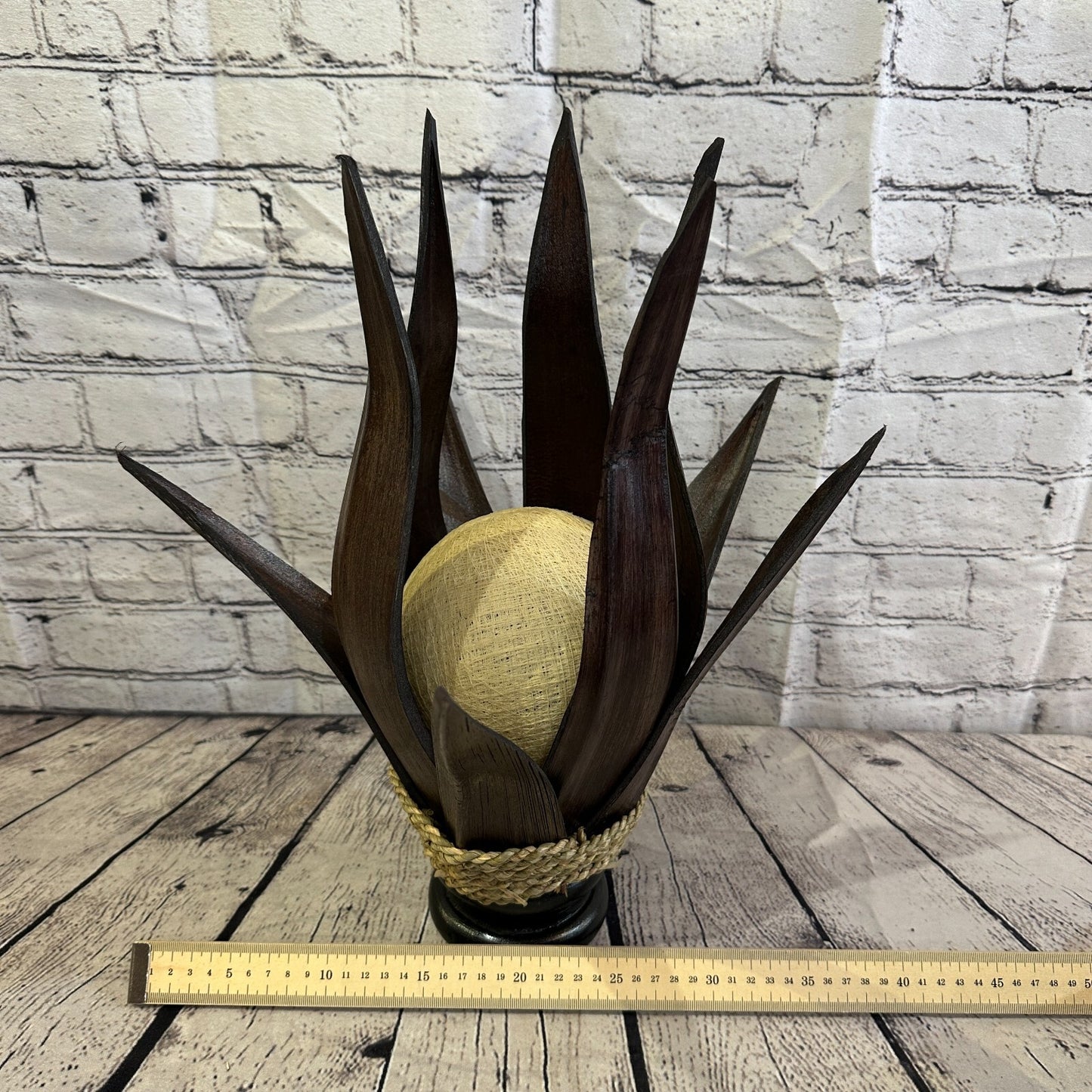 White Brown Leaf Natural 45cm Tall Leaf Lamp Twist LED UK Mains Plug Design 6