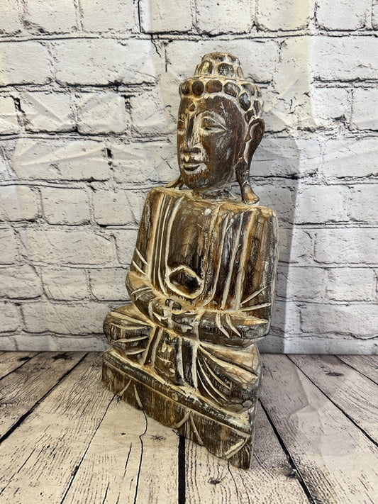 40cm x 20cm Brown Buddha Wooden Standing Statue Figurine Ornament Fair Trade