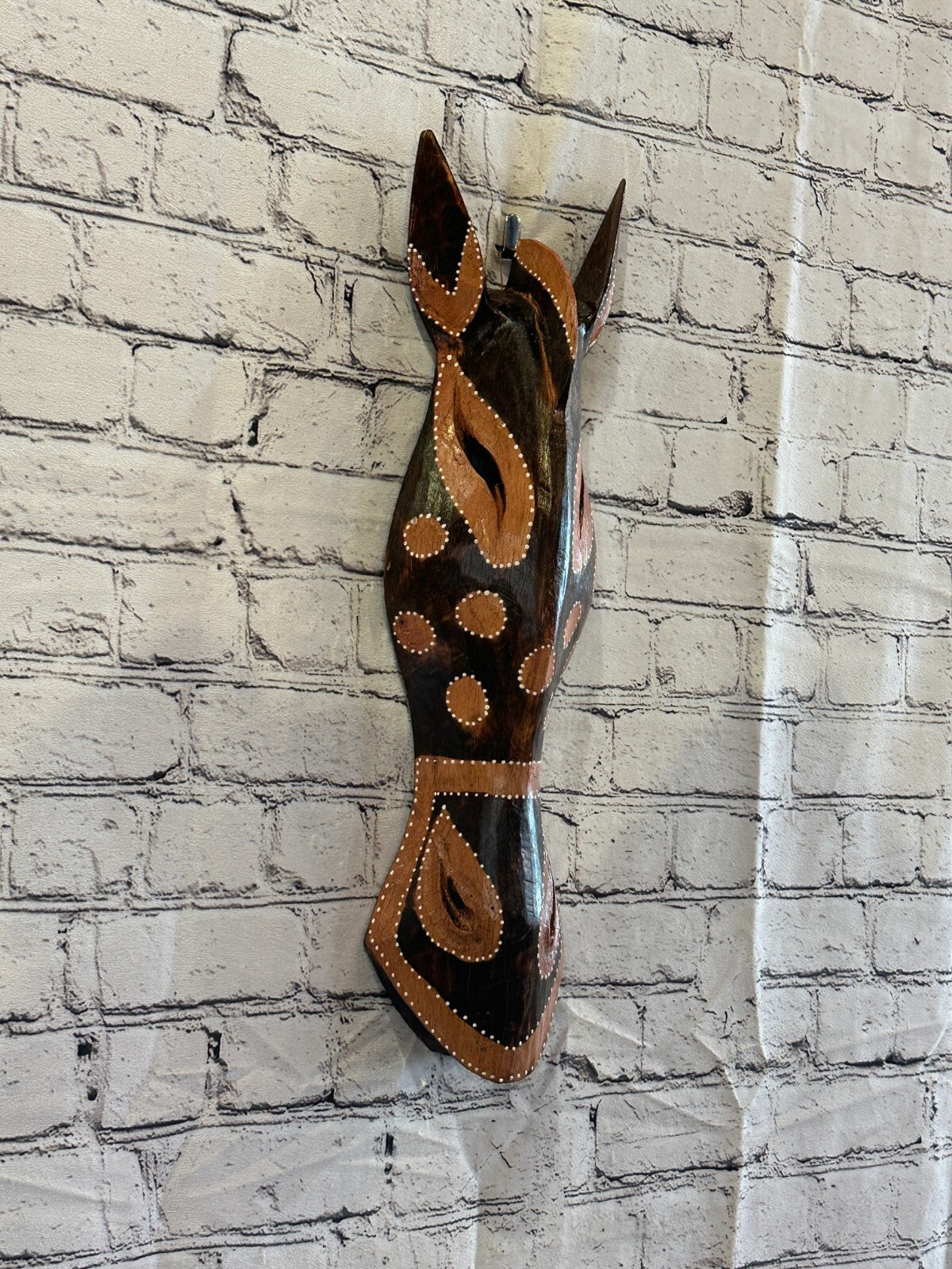 50cm Zebra Brown Hand Carved Fair Trade Wooden Animal Wall Art Wall Hang Mask