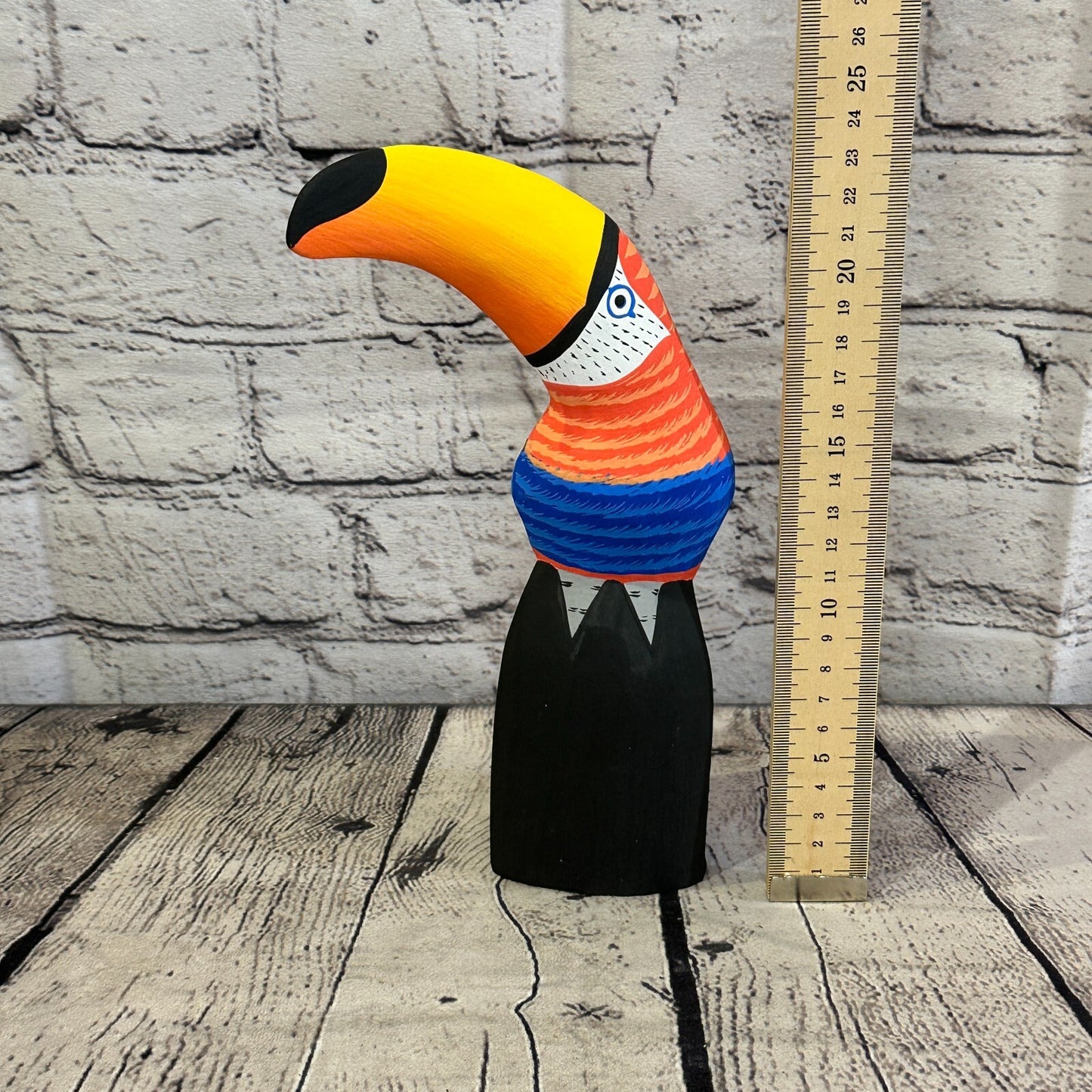 20cm Red Toucan Bird Ornament Statue Fair Trade Hand Made Carved Wood