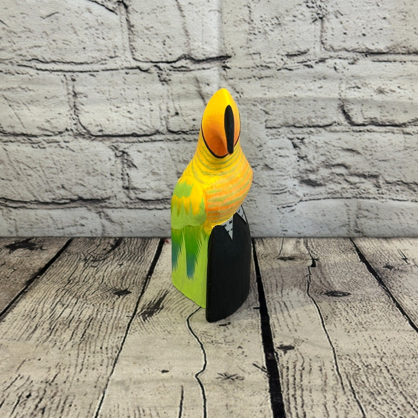 15cm Yellow Toucan Bird Ornament Statue Fair Trade Hand Made Carved Wood
