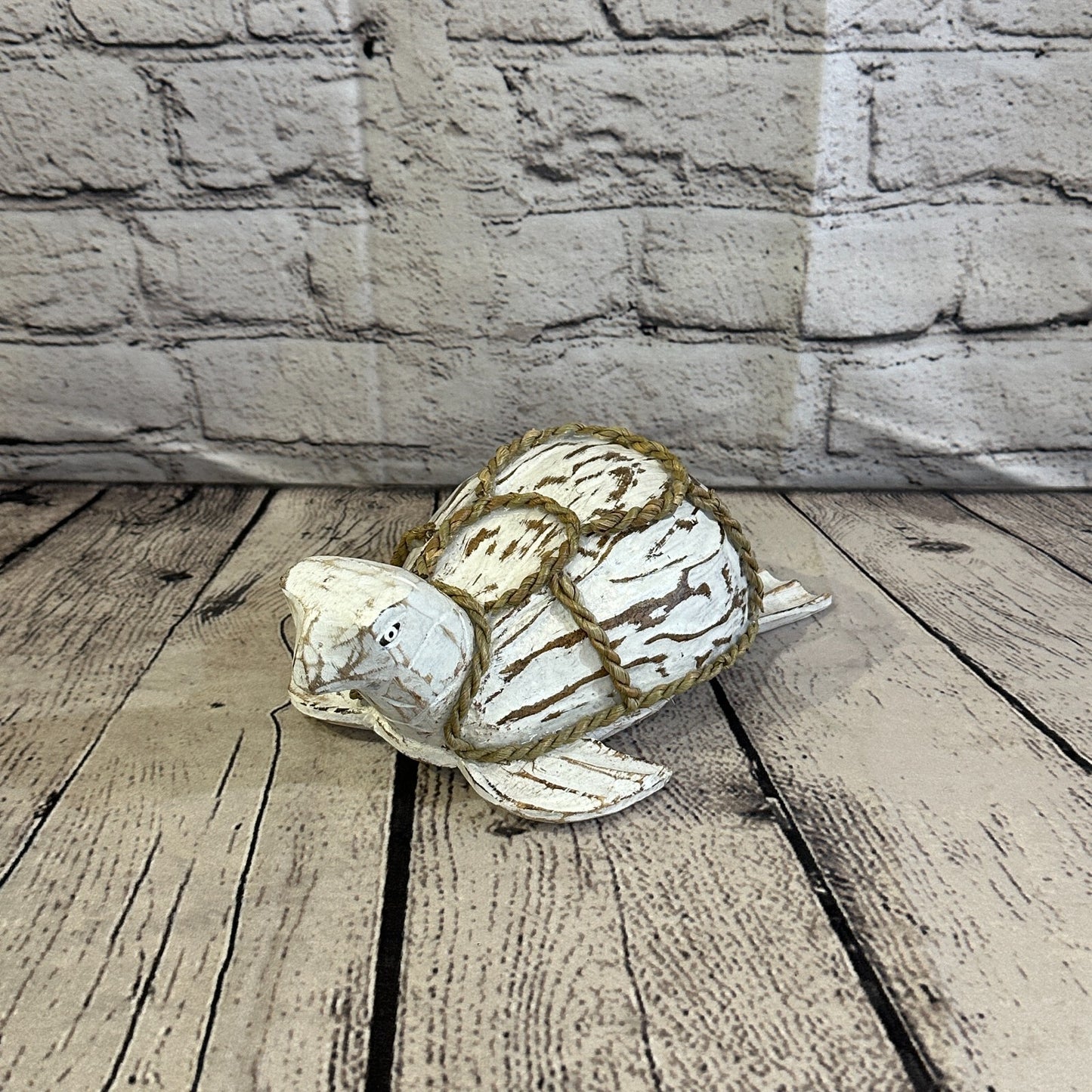 Plain White Folk Art Hand Painted Turtle Coconut Shell Ornaments Hanging Decor