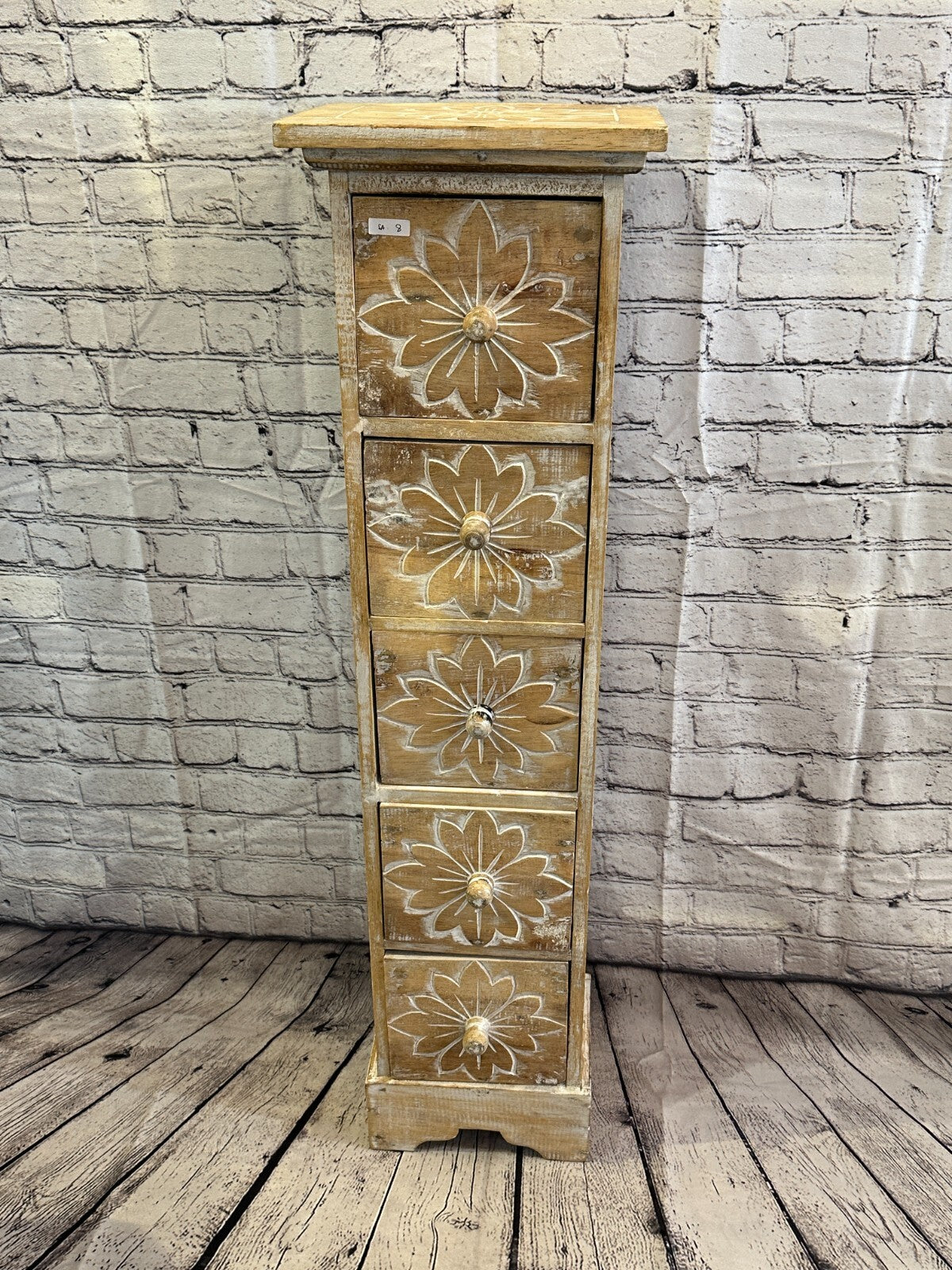 100cm x 25cm Cream 5 Draw Wooden Side Cabinet Living Hallway Storage Furniture