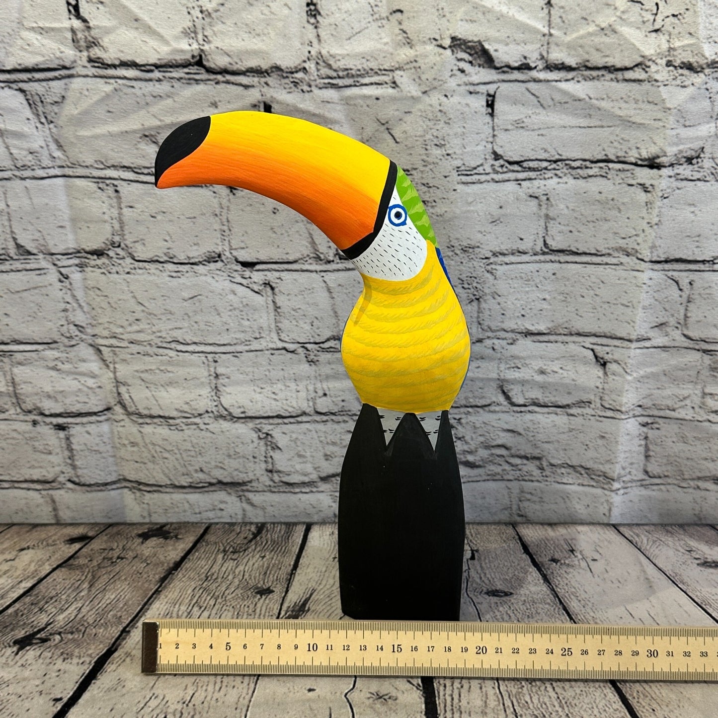 30cm Blue Toucan Bird Ornament Statue Fair Trade Hand Made Carved Wood