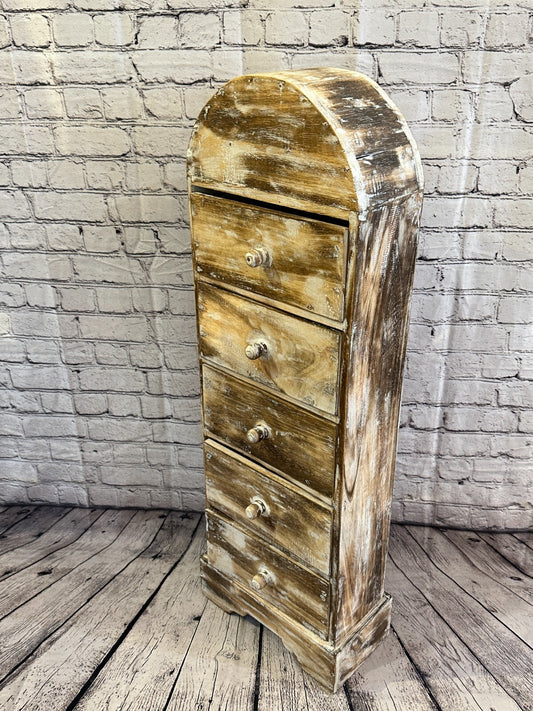 100cm x 30cm Brown 5 Draw Wooden Side Cabinet Living Hallway Storage Furniture