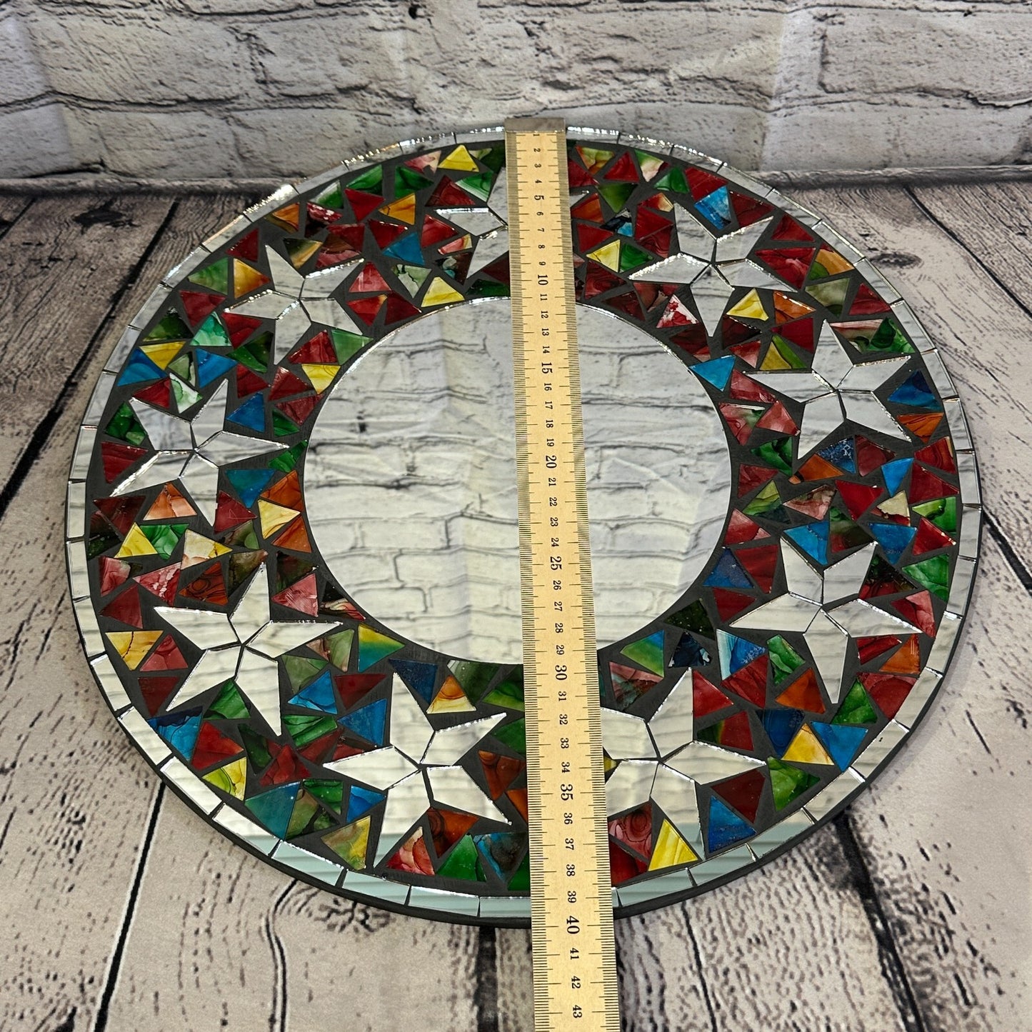 Rainbow Stars Mosaic Tile Wall Mirror 40cm x 40cm 16 Inches Handmade New