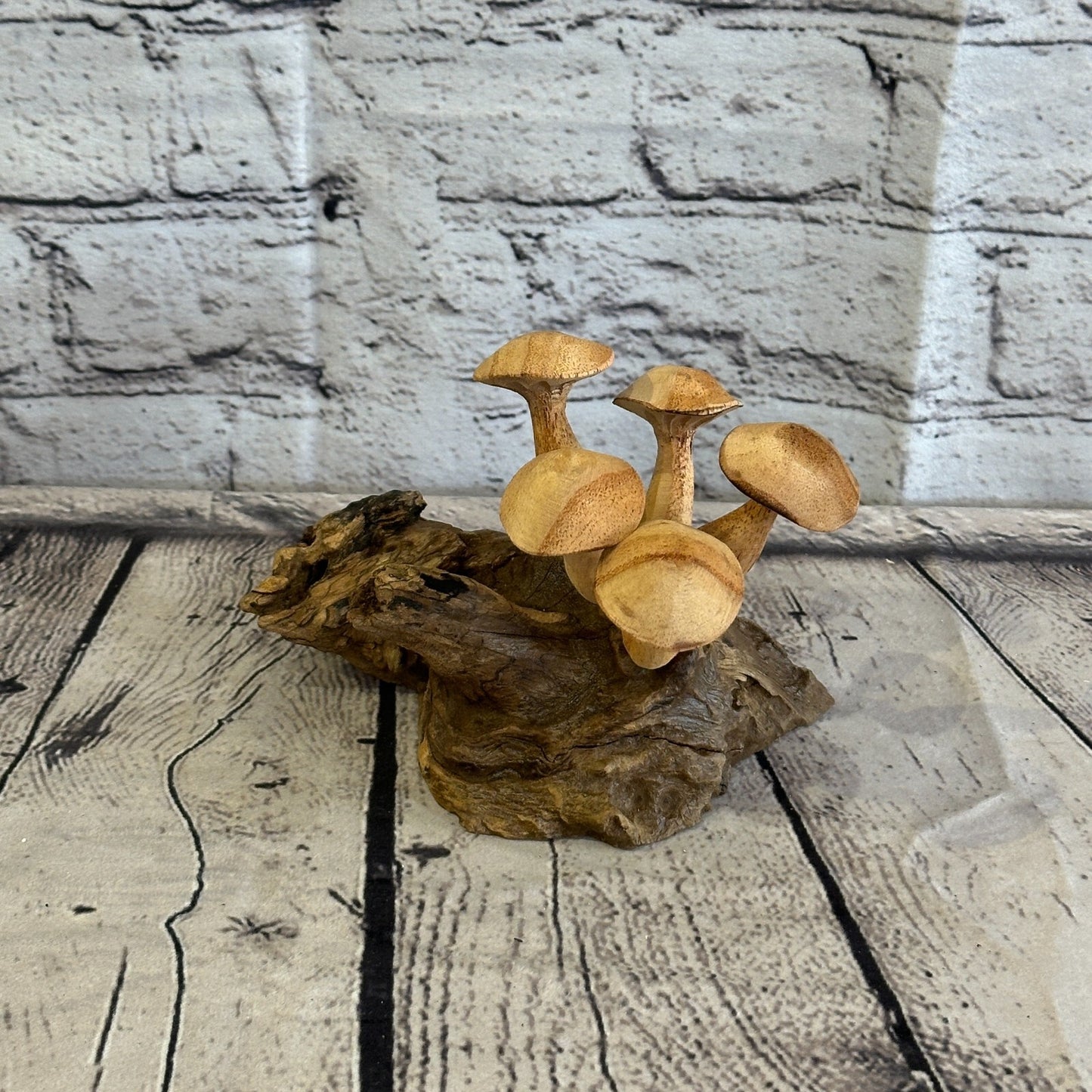 Five Button Mushrooms Parasite Ornament Natural Carving Fairtrade Wooden