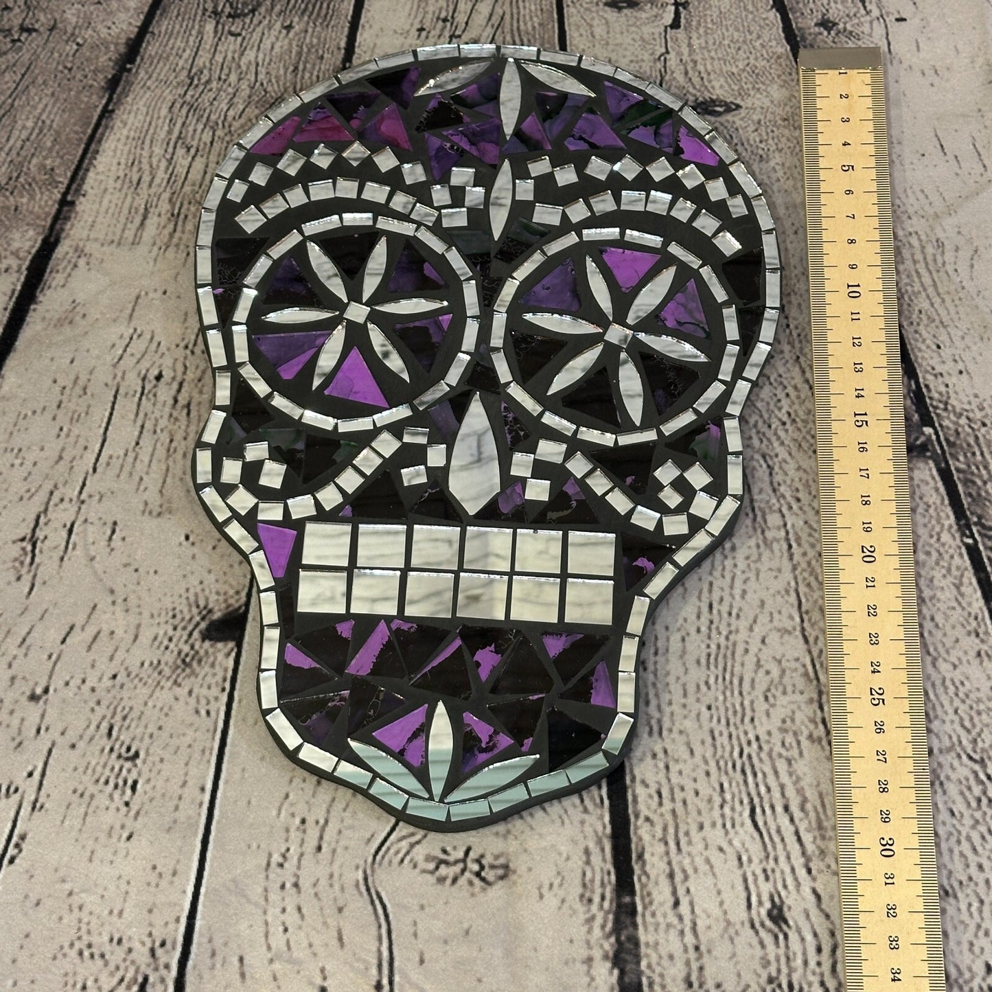 Purple Skull Mosaic Tile Wall Mirror 30cm x 20cm 12 Inches Handmade New