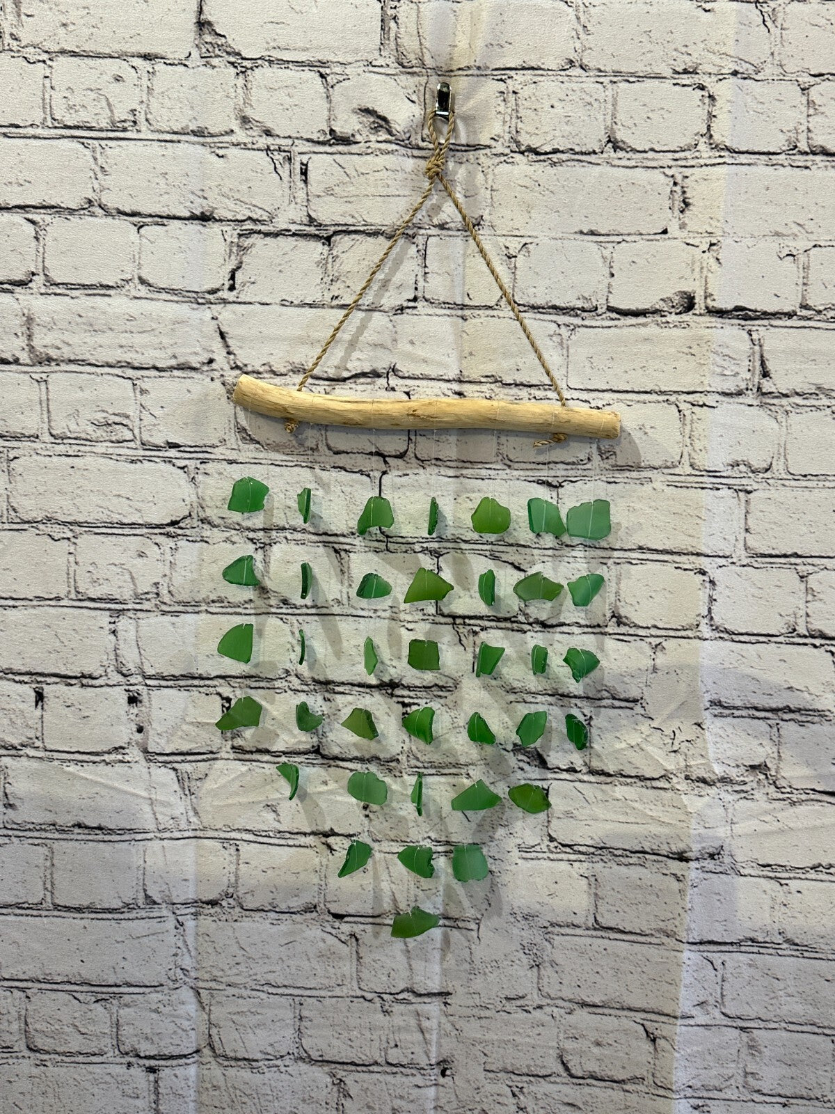 45cm x 25cm Green Wind Recycled Glass Driftwood Handmade Garden Home Mobile