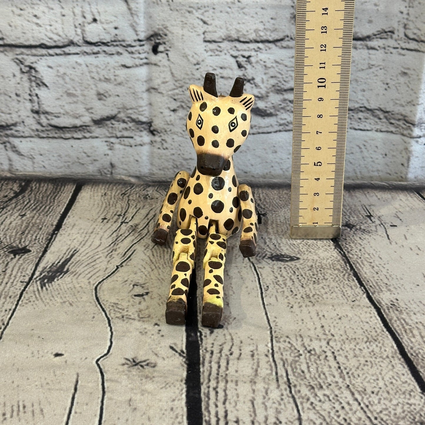 10cm Giraffe Sitting Animal, Wooden Shelf Ornament Handmade and Fairtrade