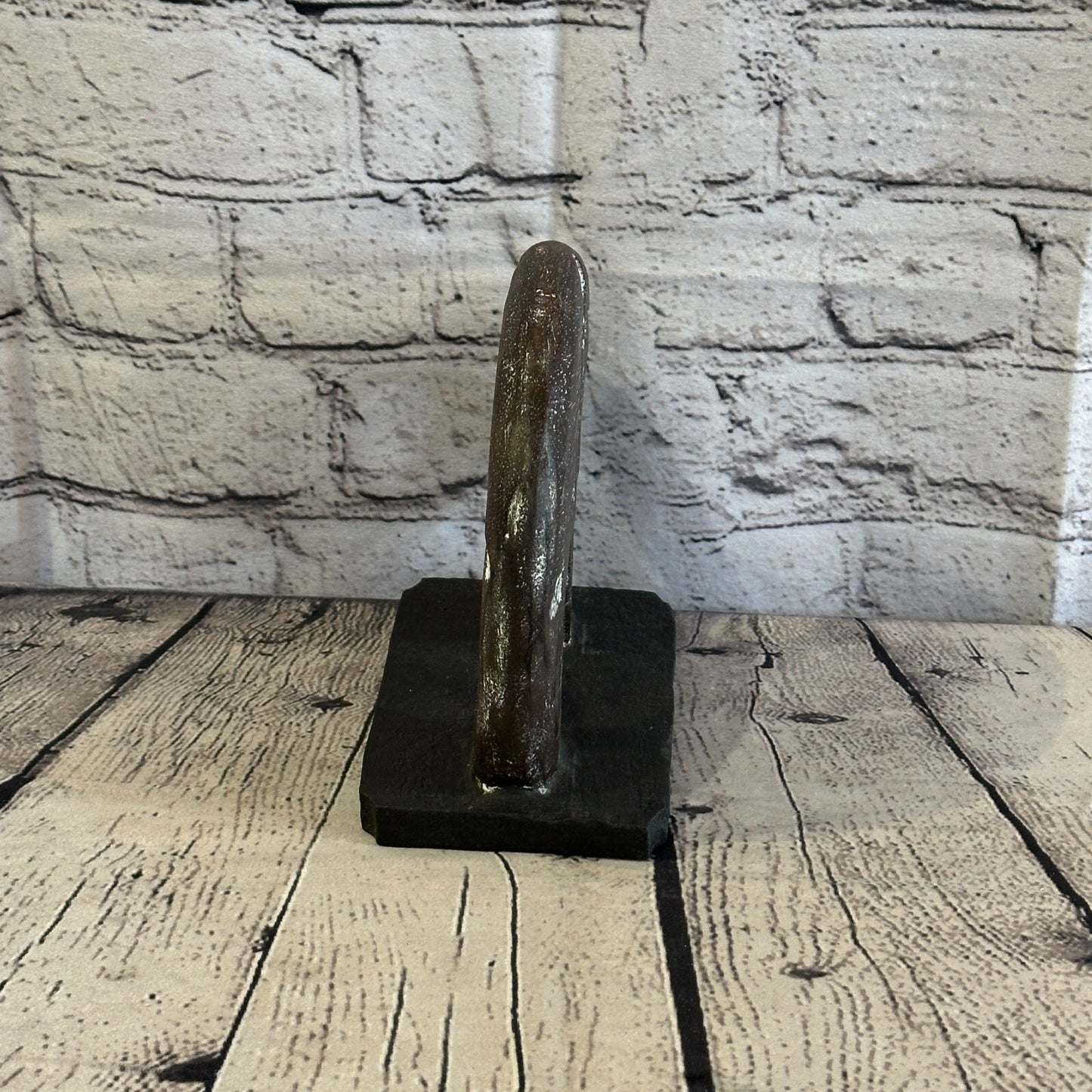 15cm x 15cm Wooden Tribal Primitive Black Elephant Round Stand Sculpture Statue