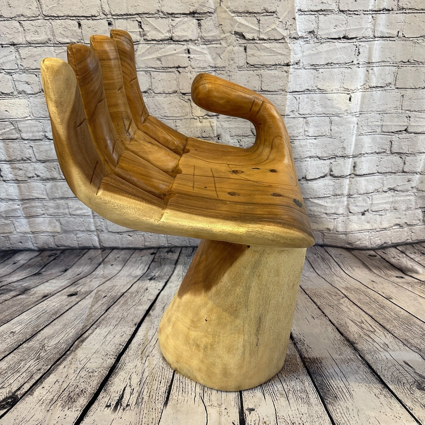 Left Hand Chair Seat 4 Finger Support Solid Suar Wood Indoor Outdoor Garden