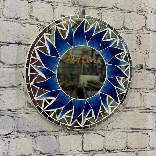 Dark Blue Flame Sun Mosaic Tile Wall Mirror 30cm x 30cm 12 Inches Handmade New