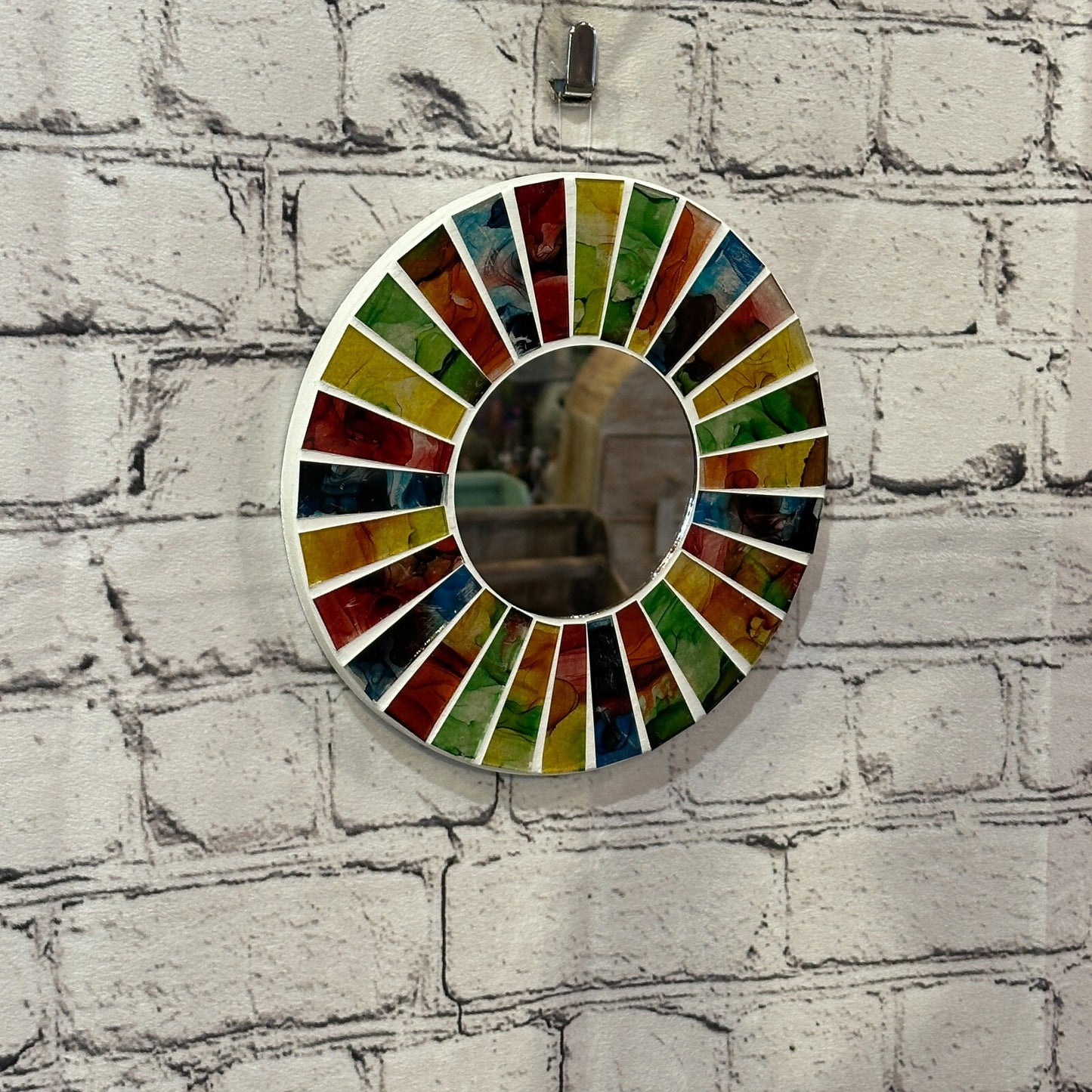 Rainbow White Line Mosaic Tile Wall Mirror 20cm x 20cm 8 Inches Handmade New