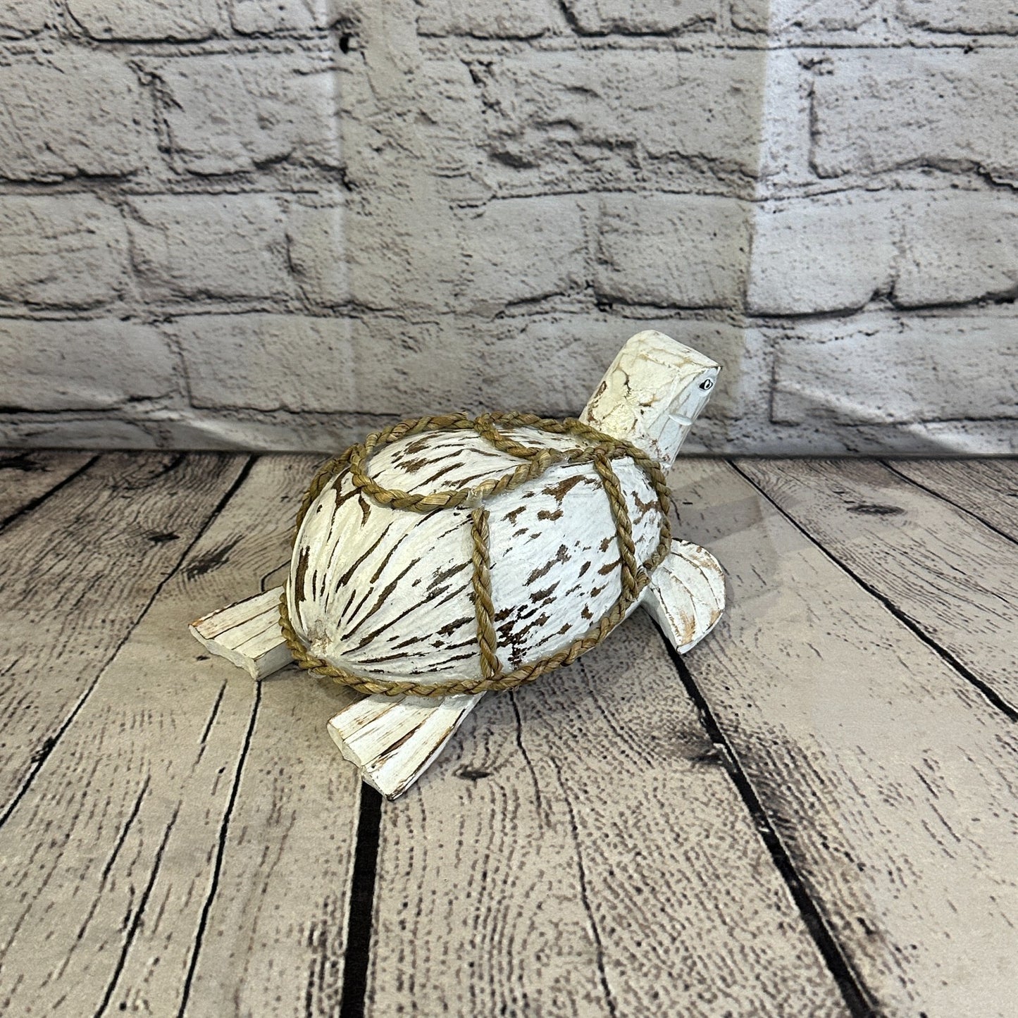 Plain White Folk Art Hand Painted Turtle Coconut Shell Ornaments Hanging Decor
