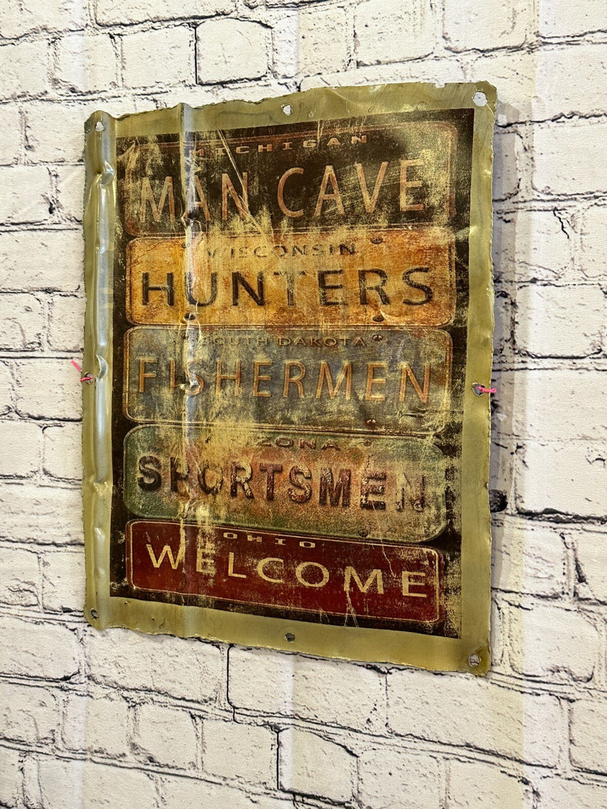 US States Manly Poster Advert Wall Plaque 42cm x 36cm Vintage Retro Tin Sign