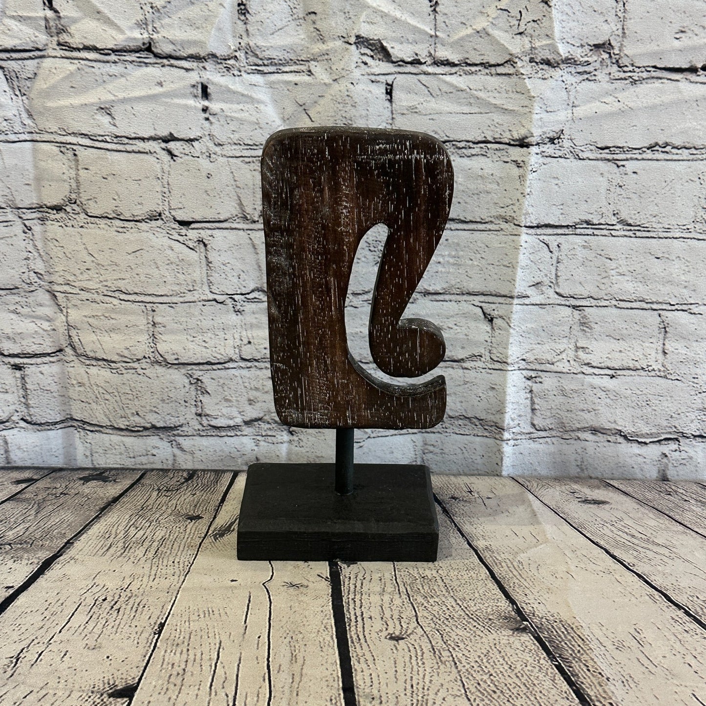 30cm x 14cm Wooden Tribal Primitive Black Elephant Head Stand Sculpture Statue