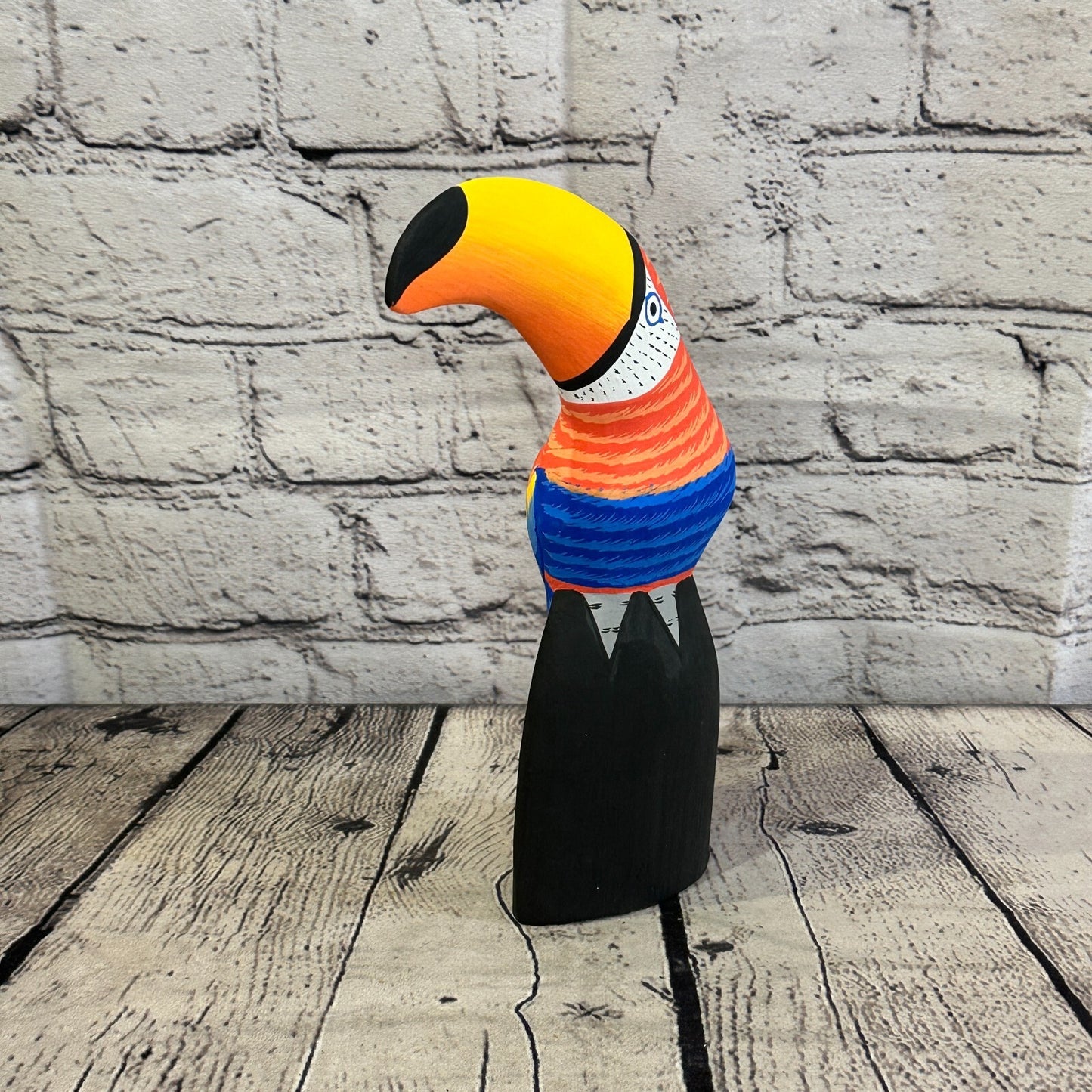 20cm Red Toucan Bird Ornament Statue Fair Trade Hand Made Carved Wood