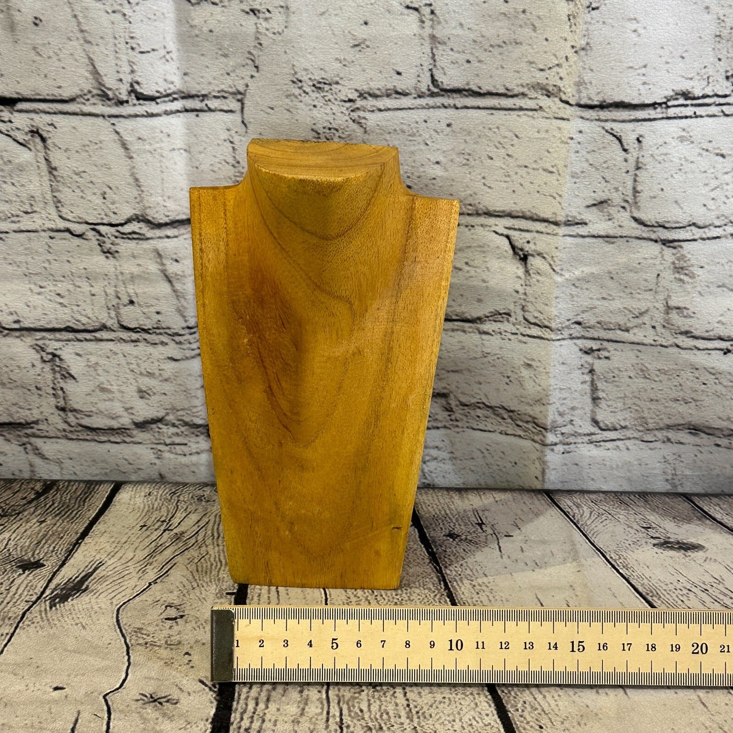 20cm Hand Carved Light Wooden Necklace Base Chain Jewellery Display Stand Bust