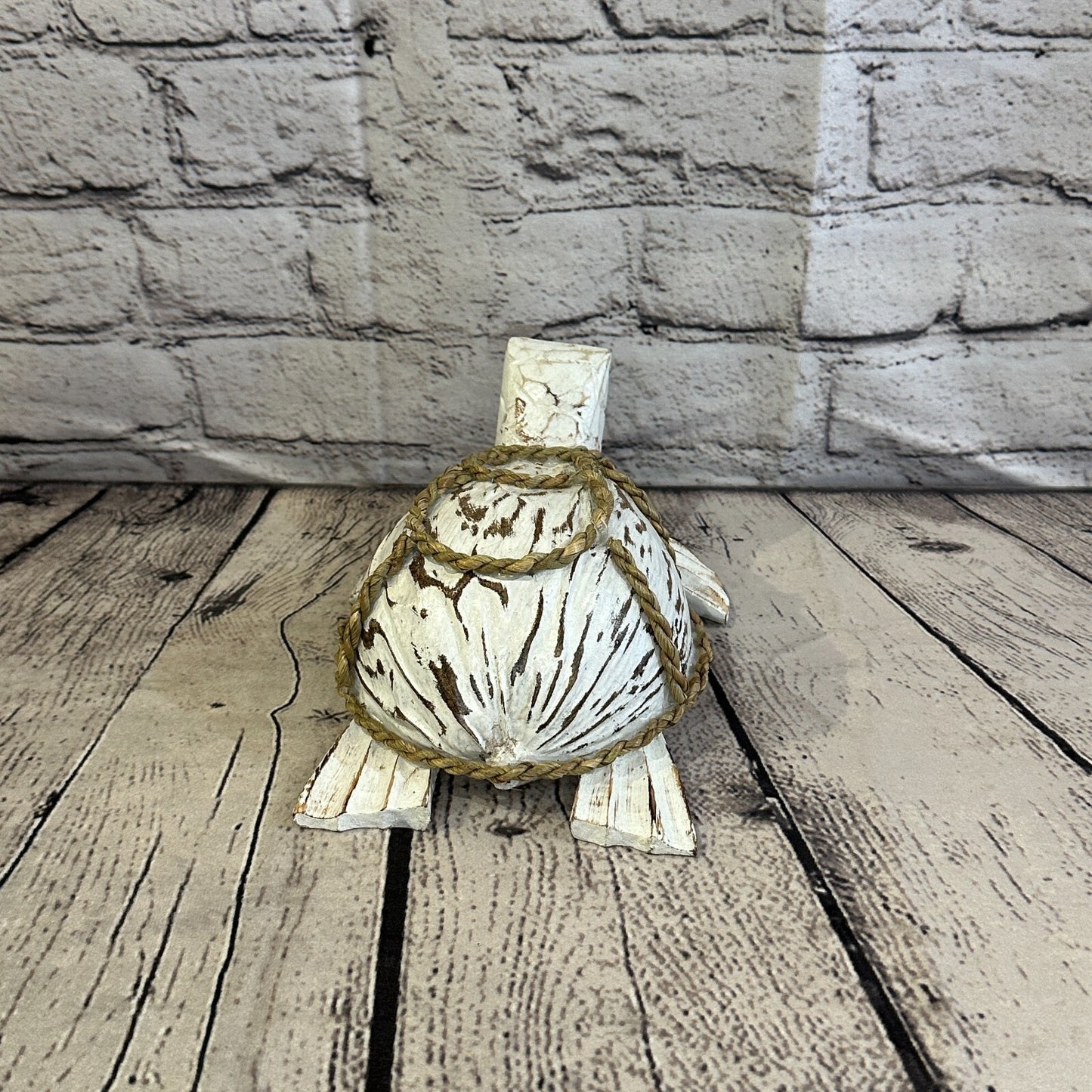Plain White Folk Art Hand Painted Turtle Coconut Shell Ornaments Hanging Decor