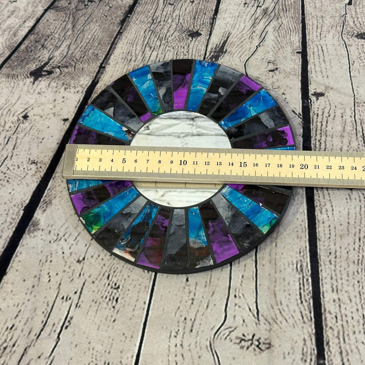 Purple Blue Line Mosaic Tile Wall Mirror 20cm x 20cm 8 Inches Handmade New