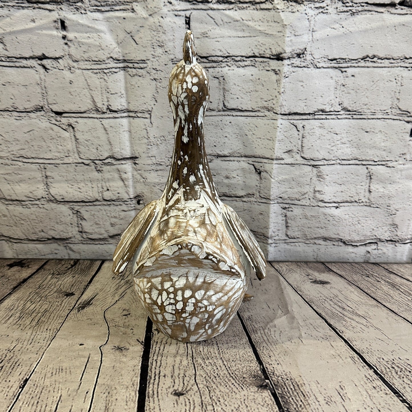 30cm x 15cm Brown Shabby Wooden Rooster Cockerel Retro Collectable Hand Carved