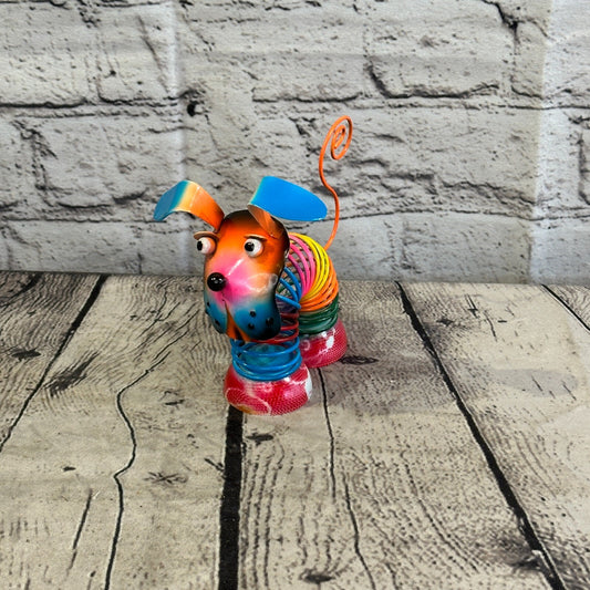 10cm x 10cm Pink Bight Colour Spring Dog Cartoon Ornament Painted Statue